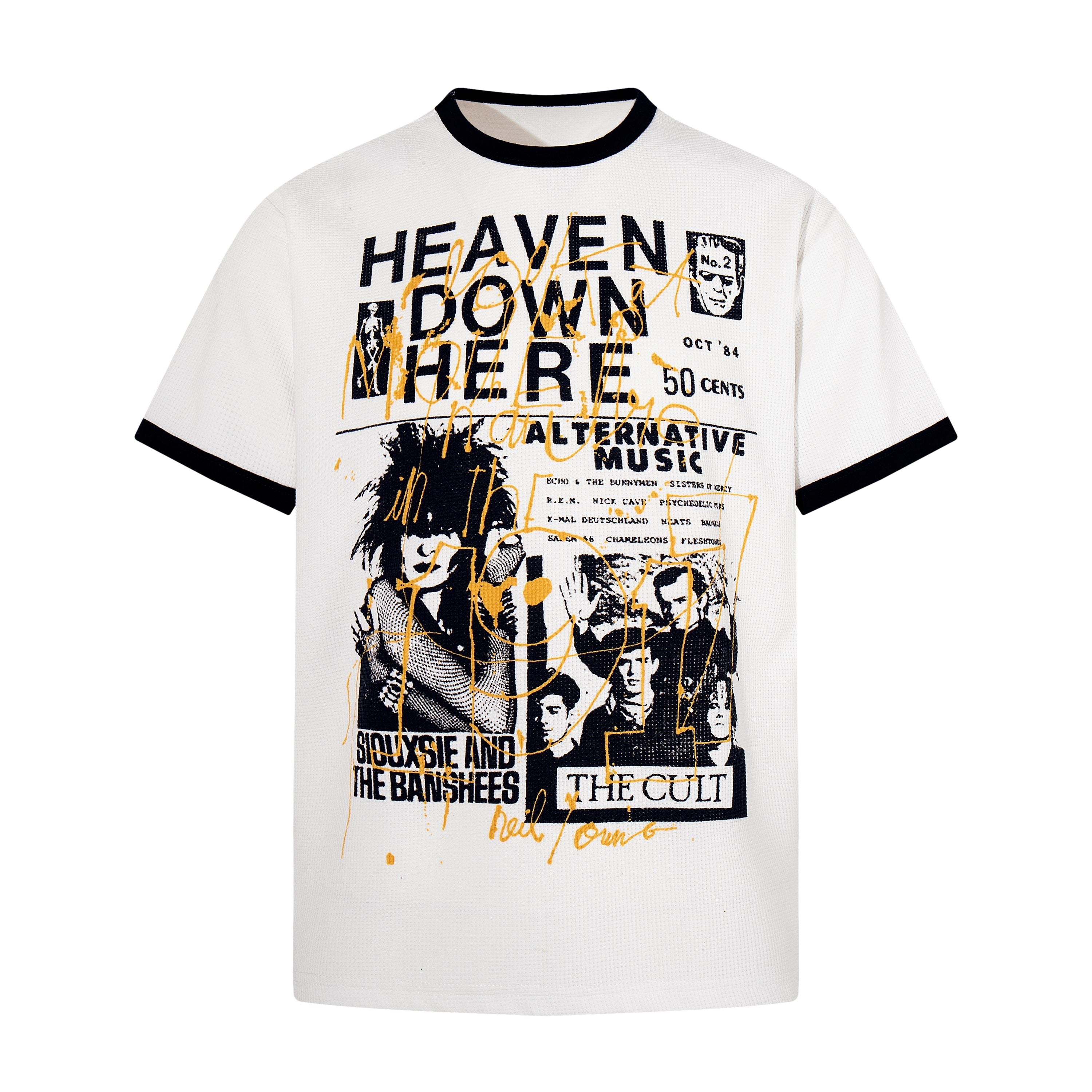 Heaven Down Here Vintage Alt-Music Graphic Ringer T-Shirt