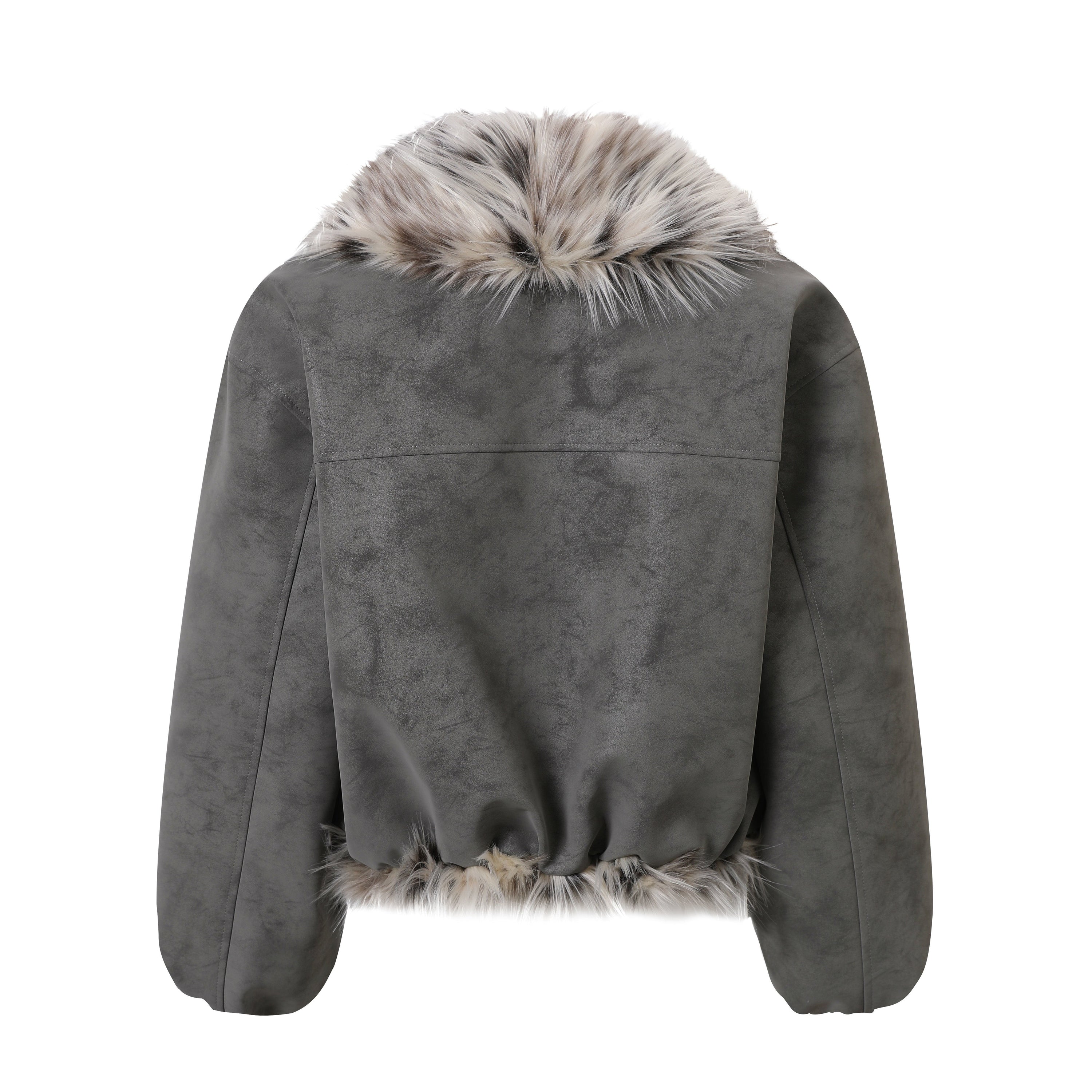 Faux-Fur Collar Suede Winter Jacket | Oversized Streetwear