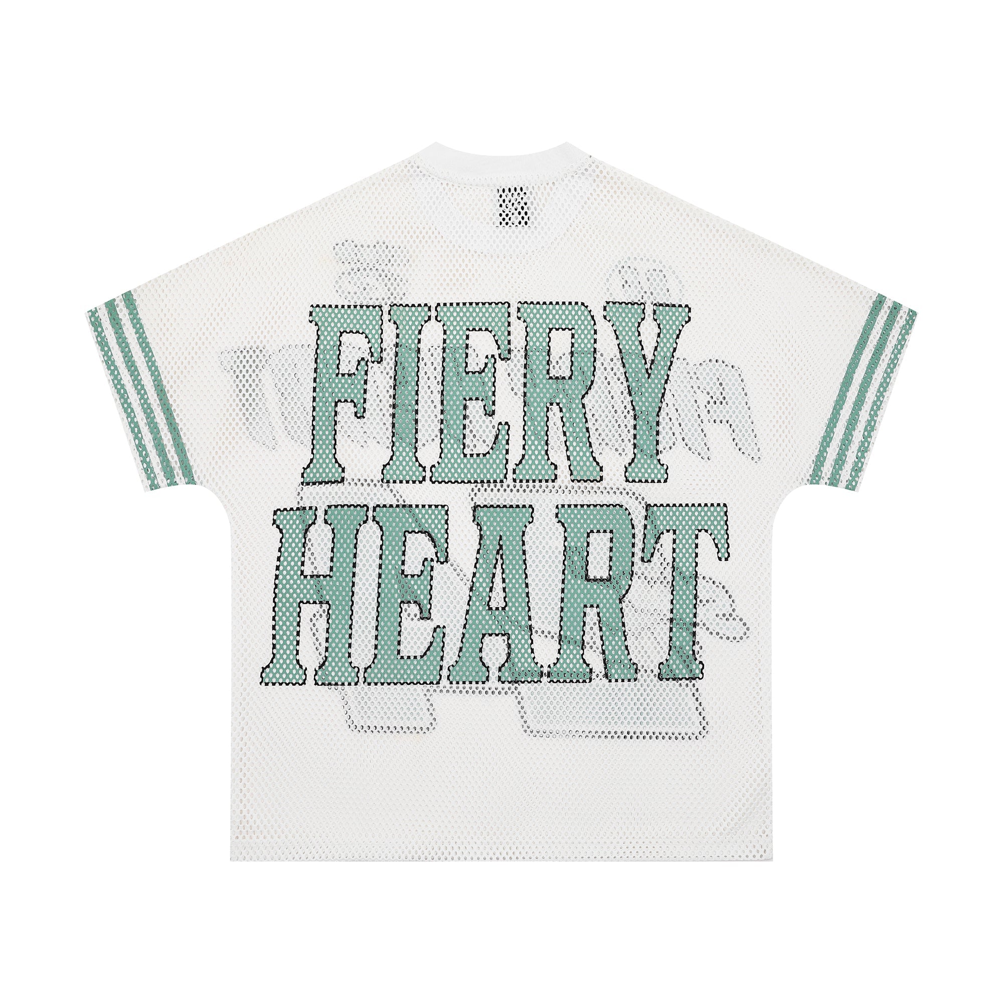 Omirad Fiery Heart Mesh Jersey Tee | Varsity Graphic Streetwear