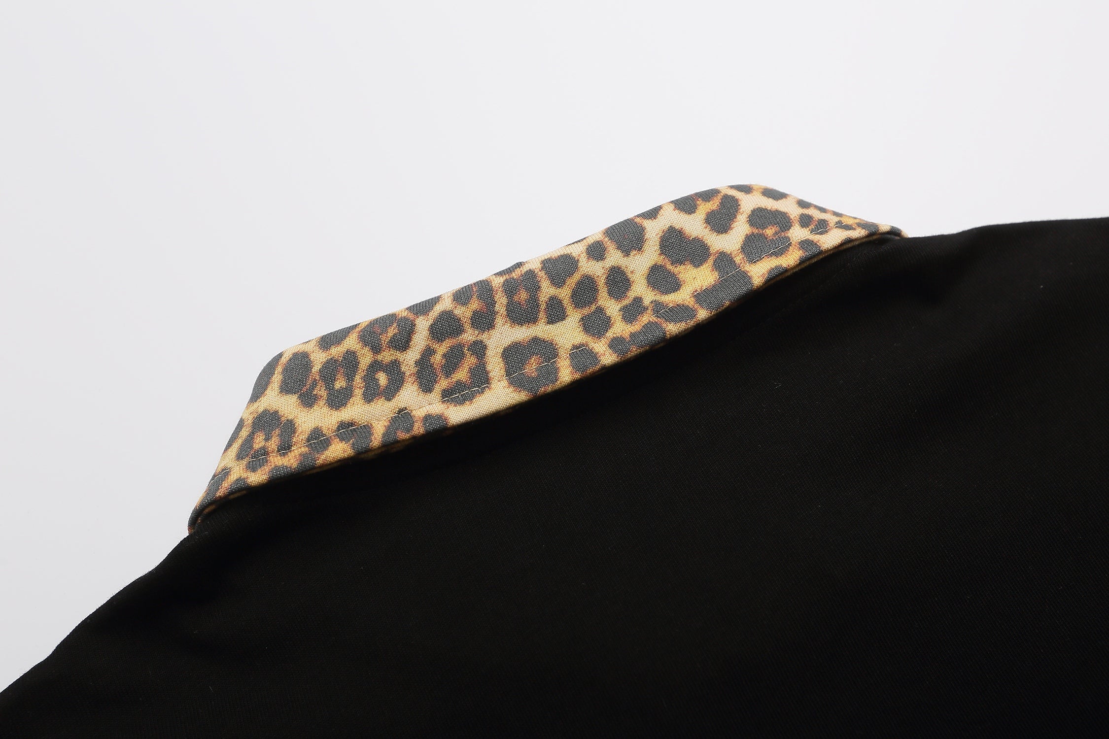 Gothic Cross Leopard Collar Polo Shirt | Y2K Streetwear