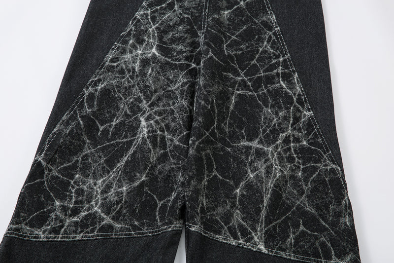 Omirad Cracked-Pattern Wide-Leg Jeans | Streetwear Denim
