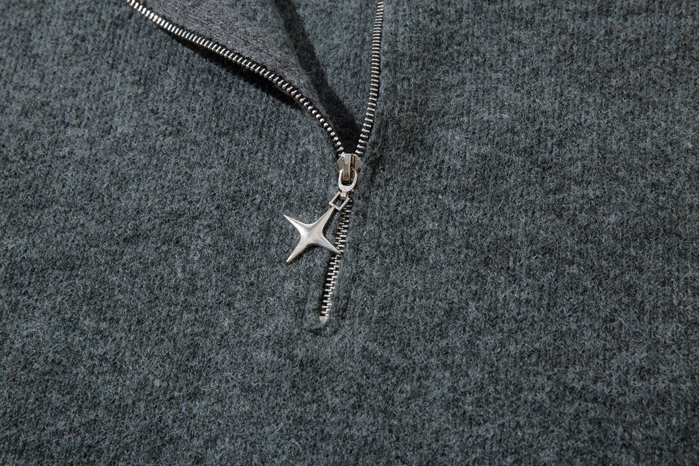 Distressed Hem Half-Zip Knit Sweater | Streetwear Black