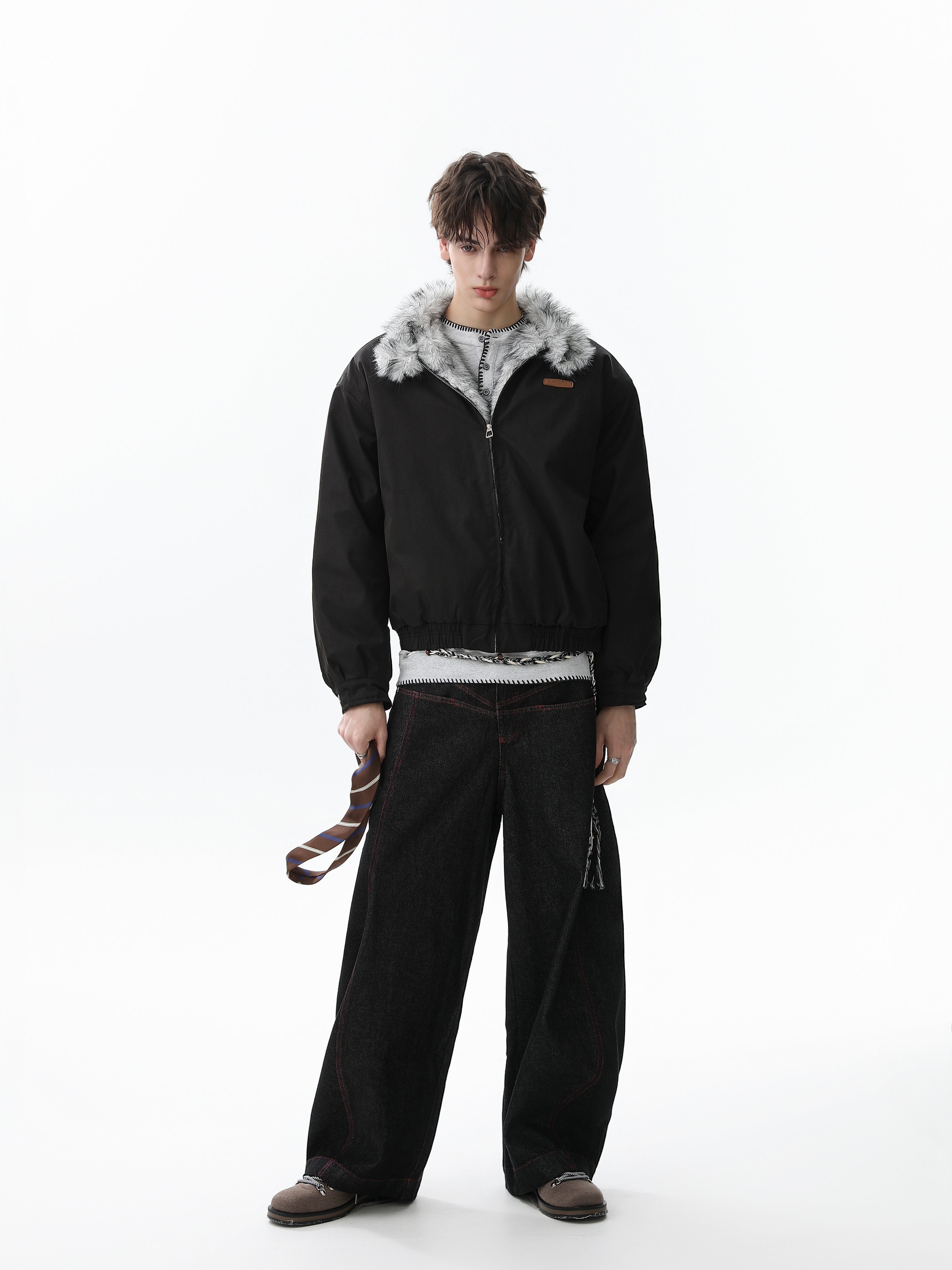 Omirad Minimal Faux-Fur Collar Bomber Jacket | Off-White