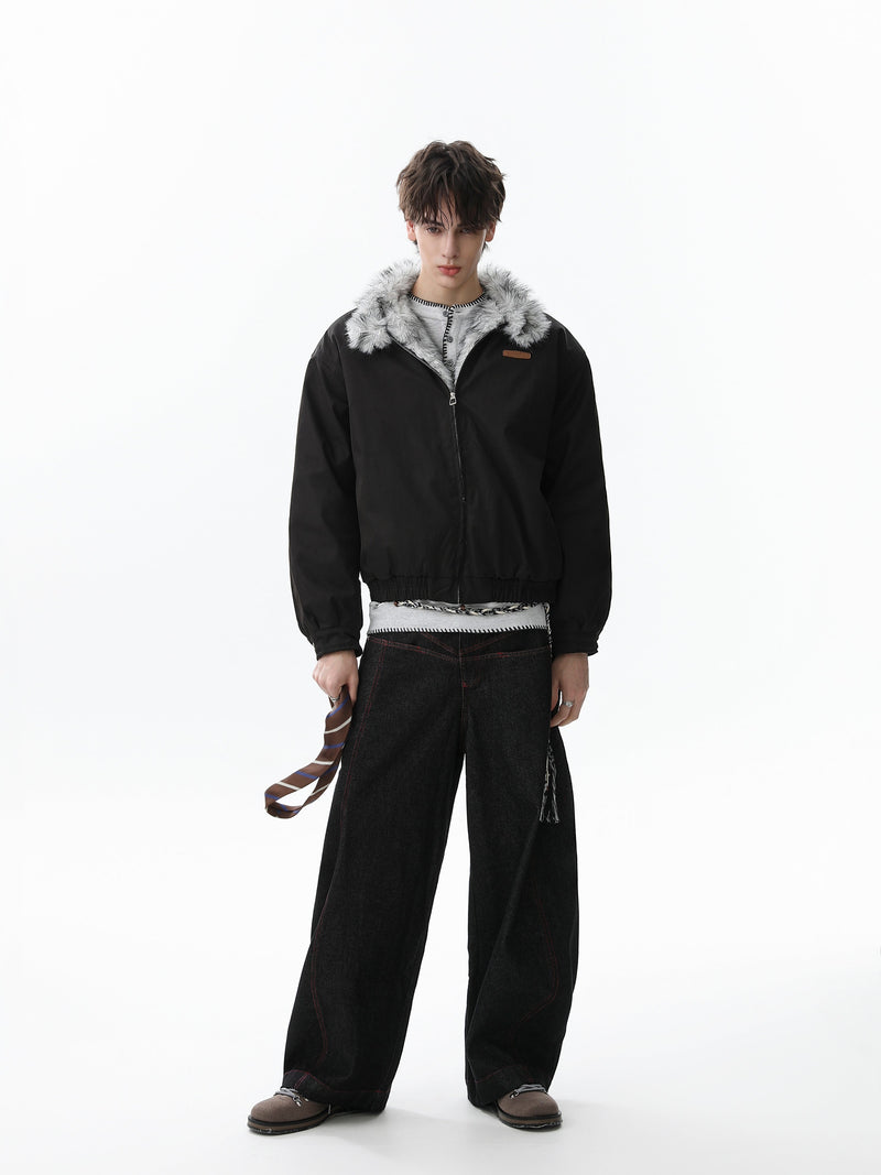 Omirad Minimal Faux-Fur Collar Bomber Jacket | Off-White