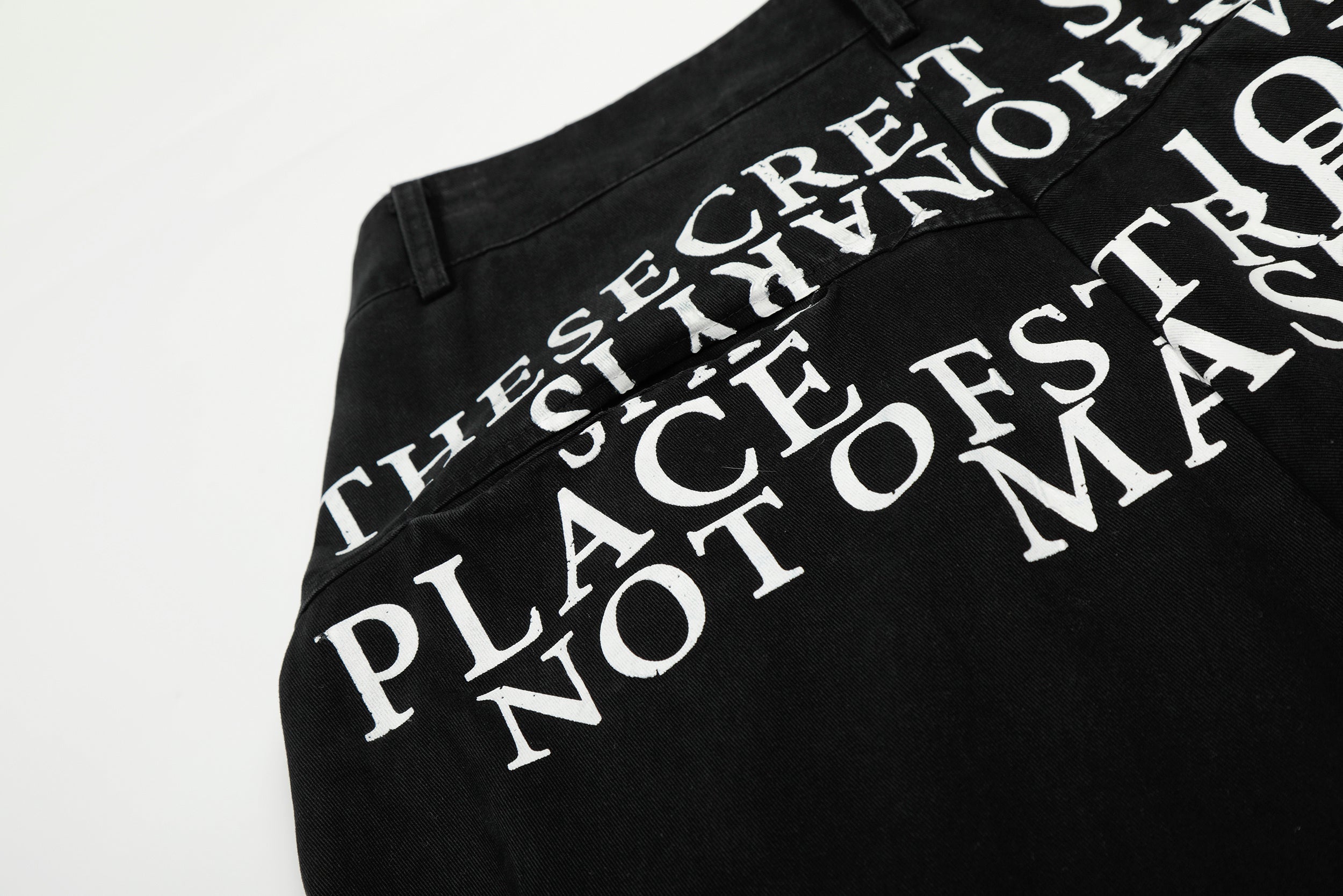 Omirad Typography Cargo Wide-Leg Pants | Black Streetwear