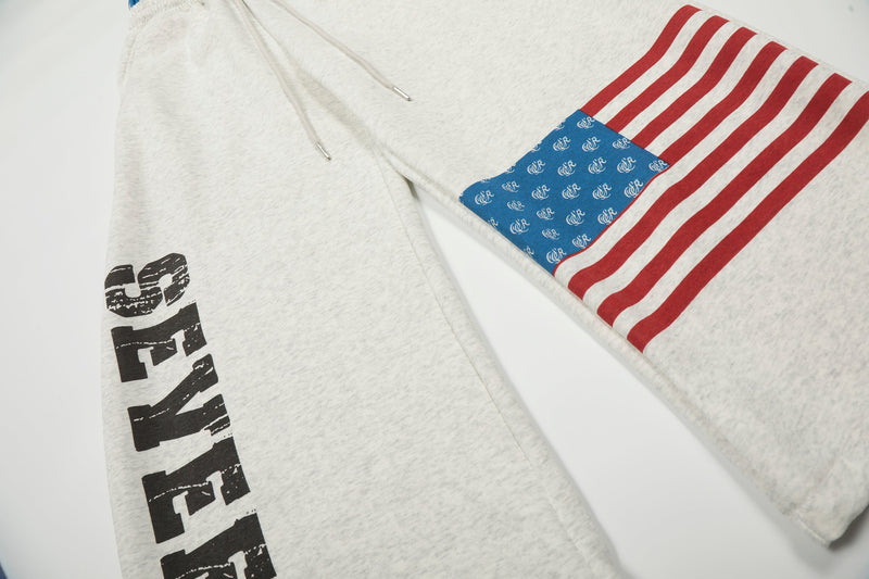 Flag Graphic Wide-Leg Sweatpants | Streetwear Joggers