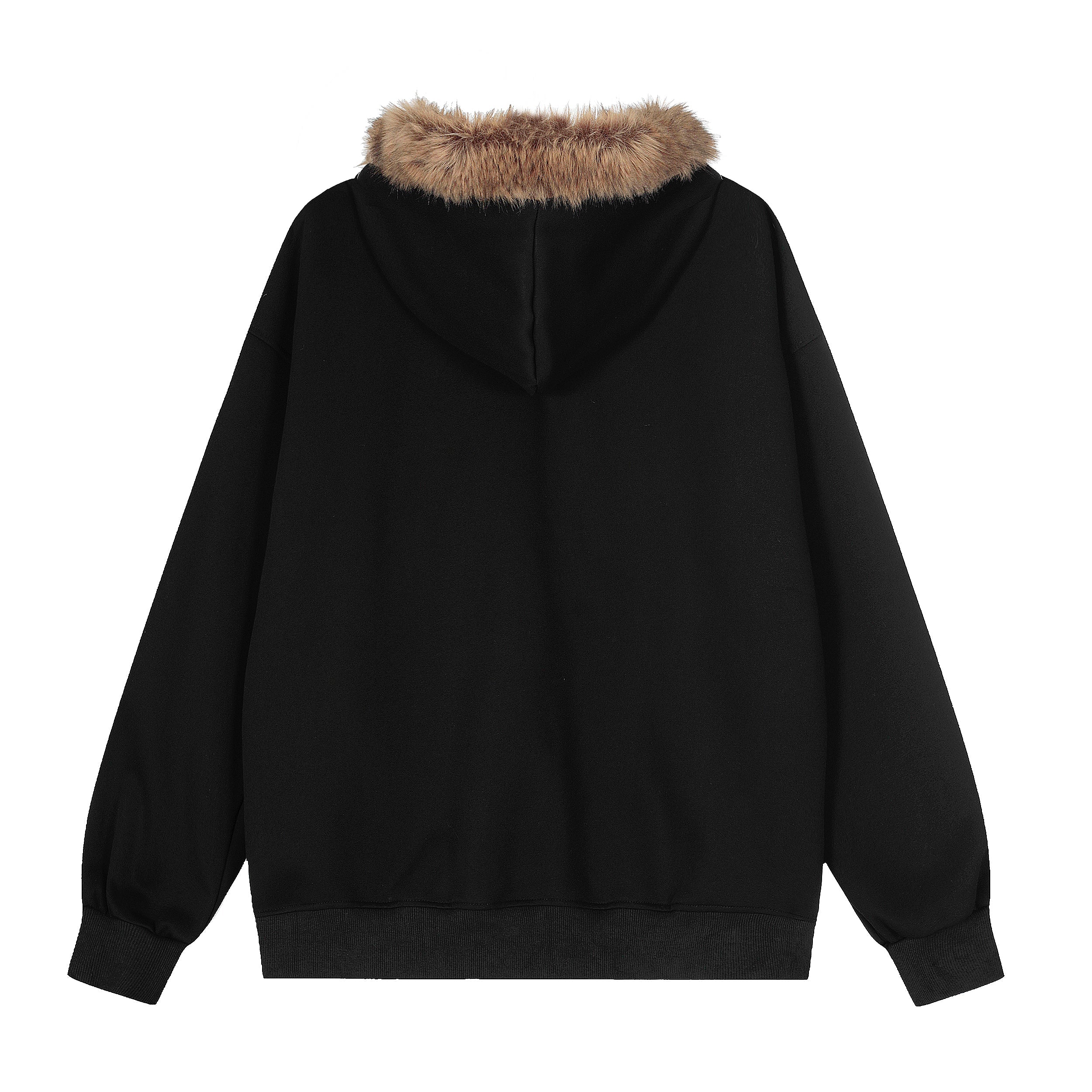 Faux-Fur Collar Graffiti Zip Hoodie | Streetwear Statement