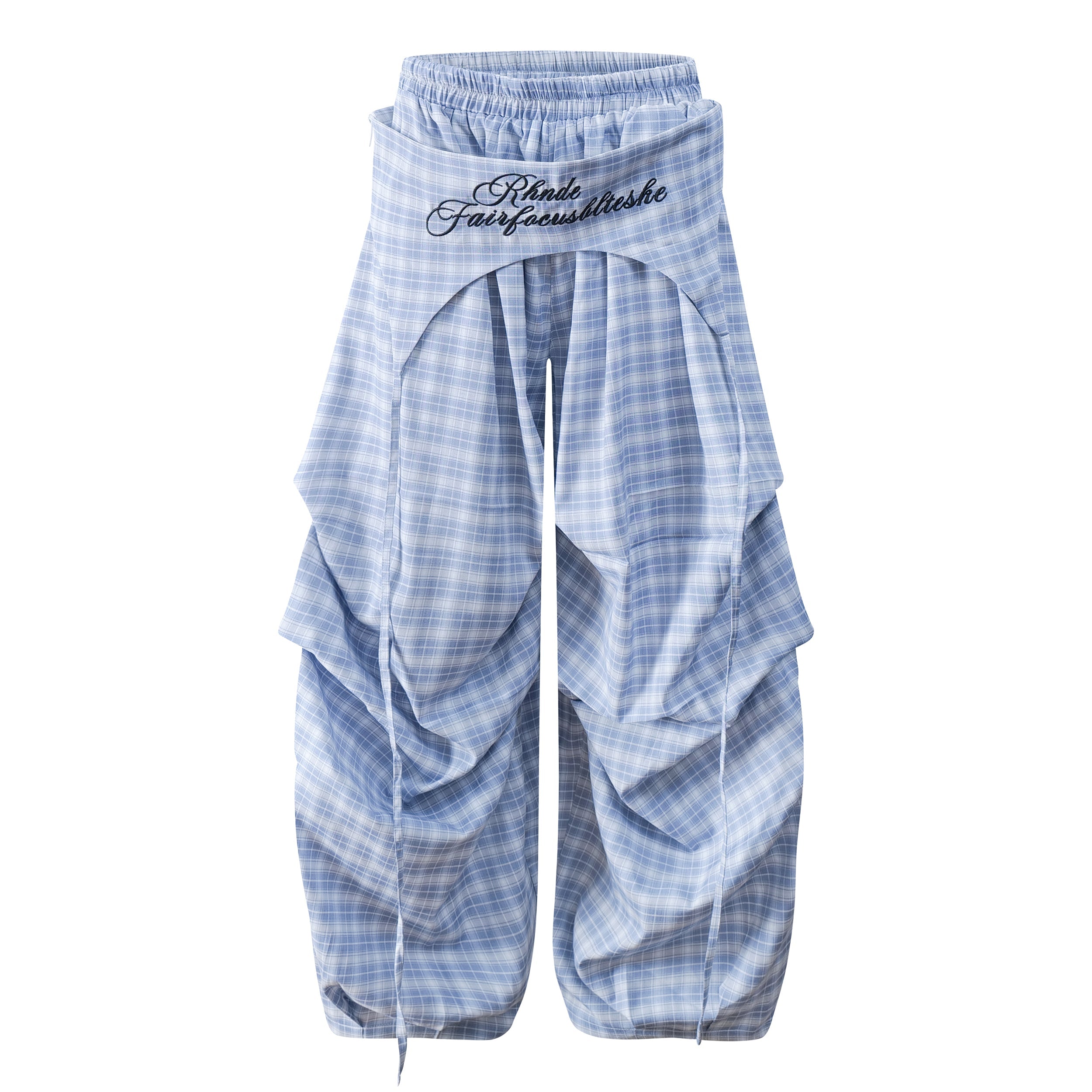 Fairfocus Draped Plaid Wide-Leg Pants | Avant-Garde Streetwear