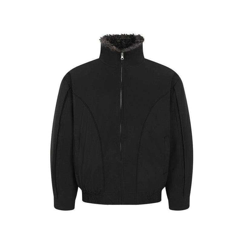 Faux Shearling Lined Bomber Jacket | Stand Collar Winter Coat