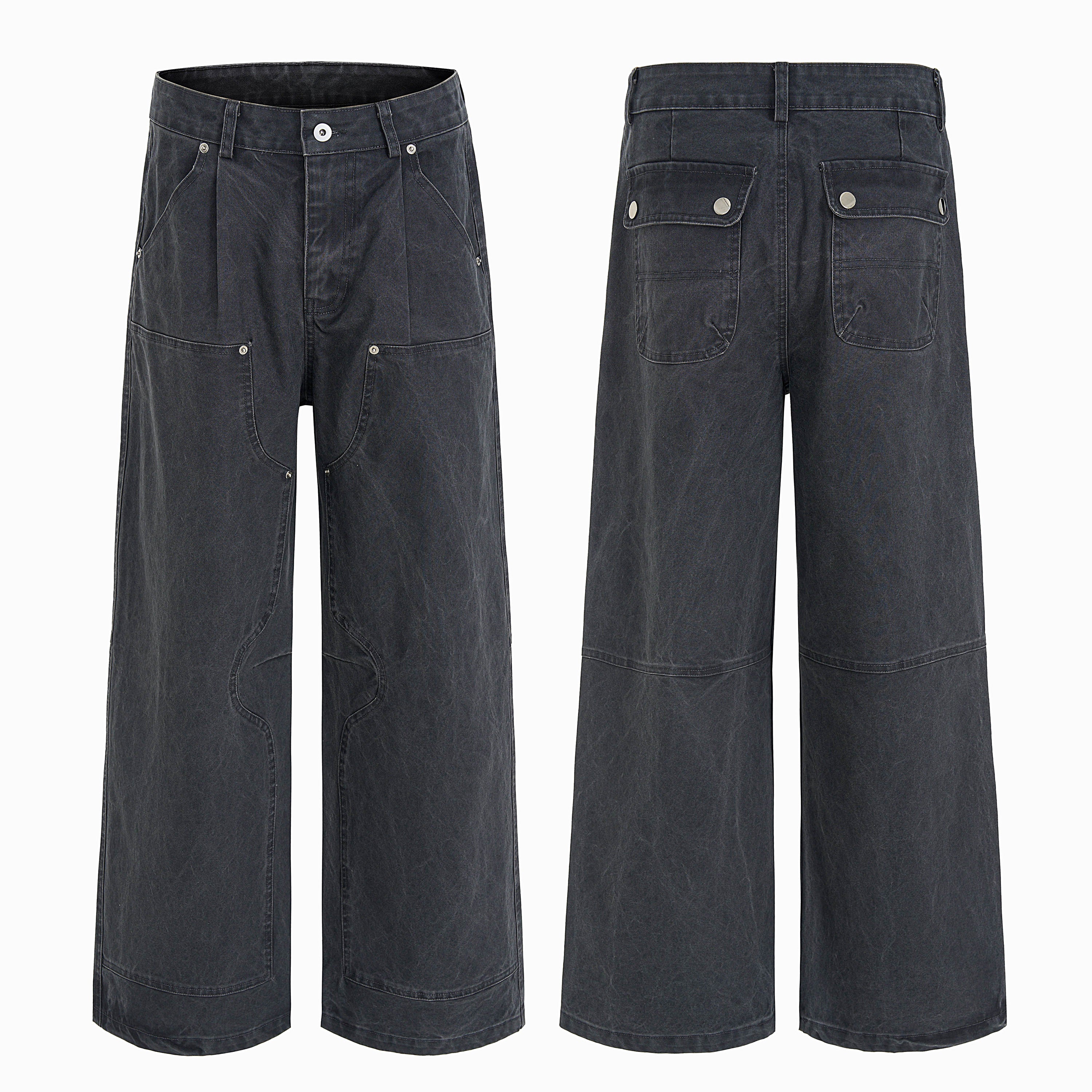 Utility Panel Wide-Leg Denim Pants | Workwear Streetwear