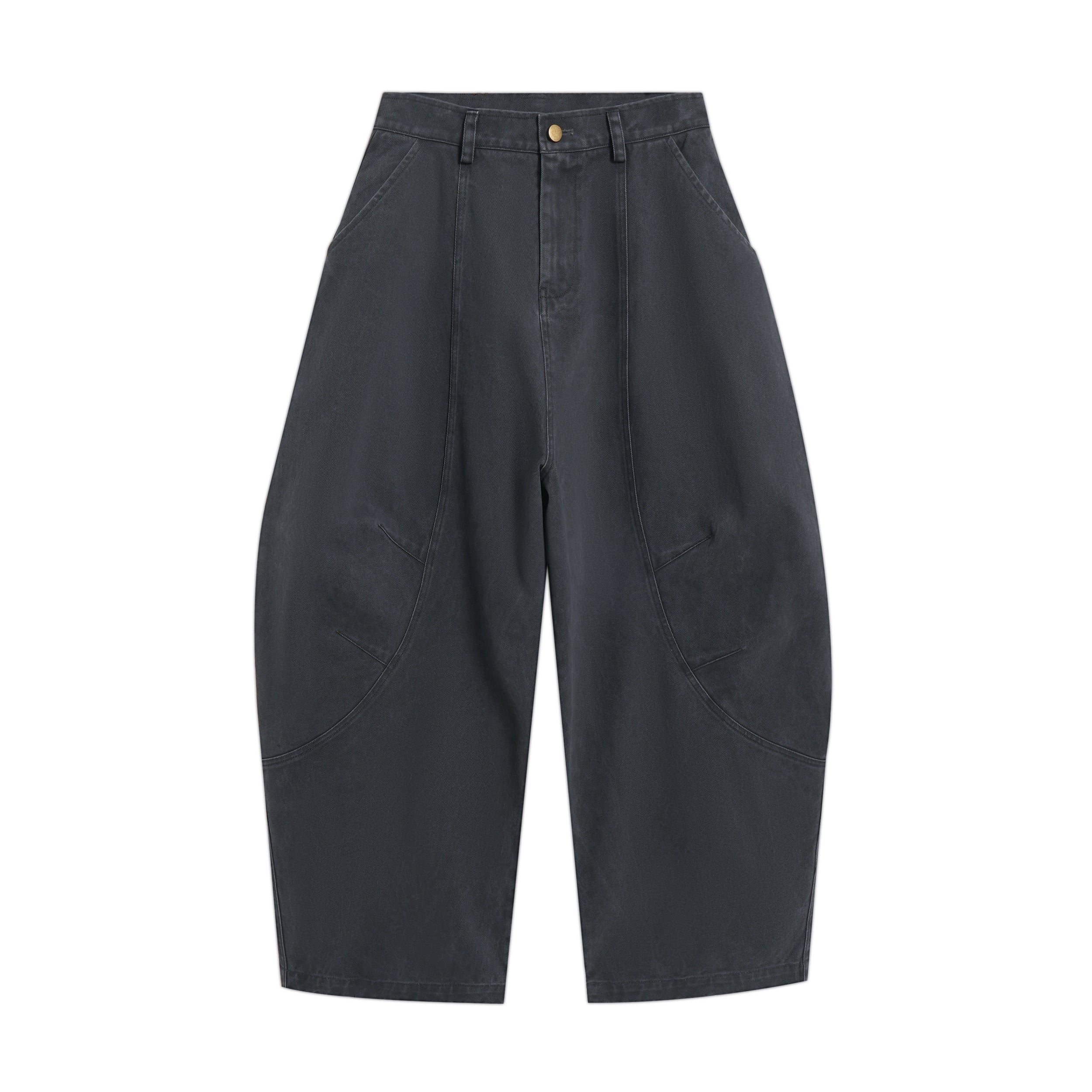 Curved-Cut Barrel Leg Pants | Heavyweight Cotton Trousers