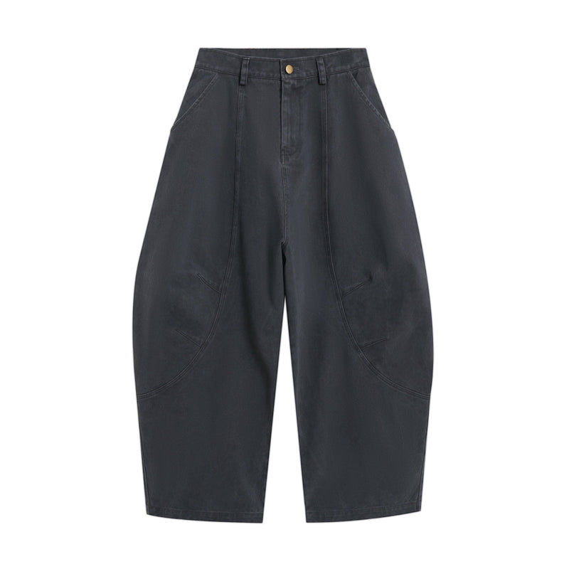 Curved-Cut Barrel Leg Pants | Heavyweight Cotton Trousers