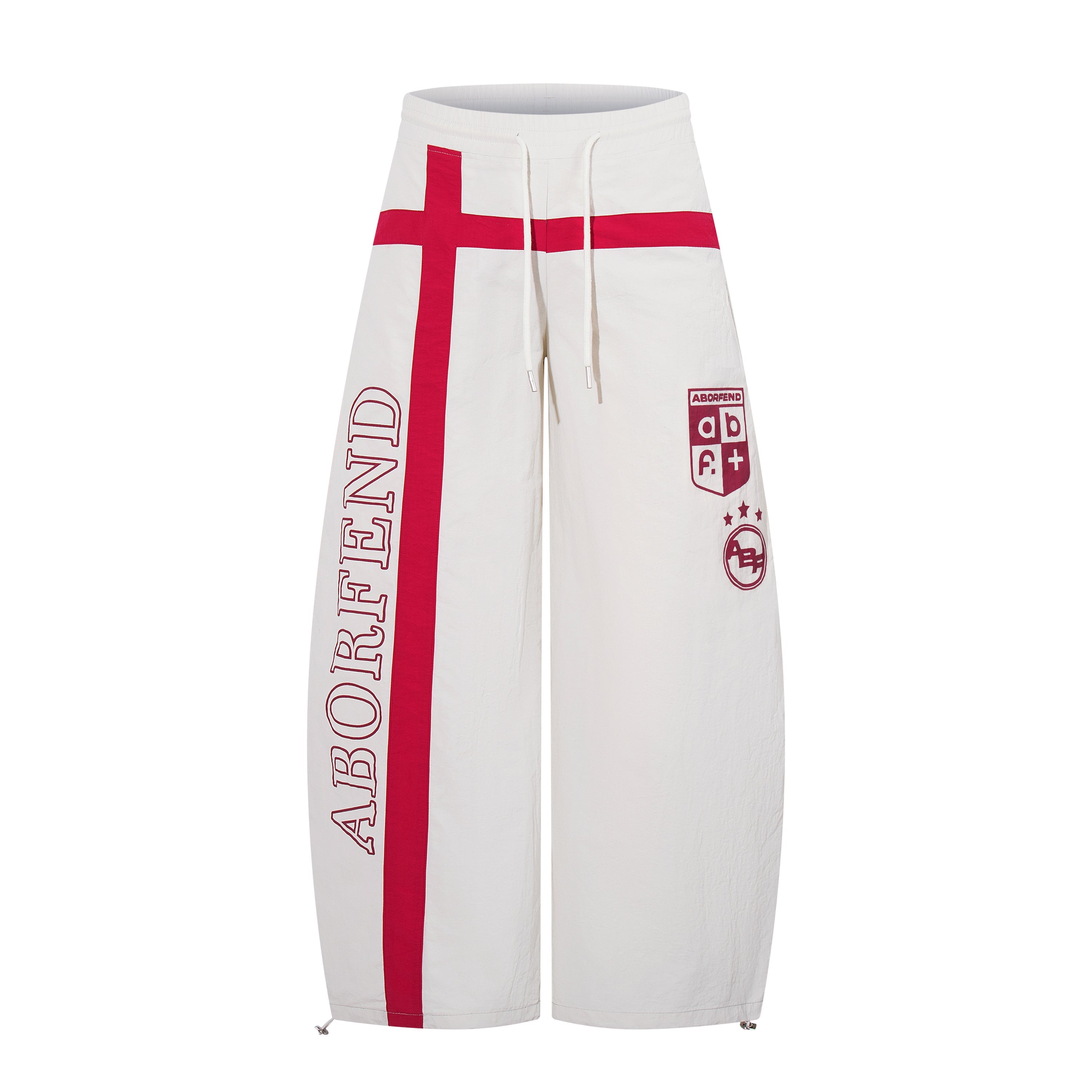 Cross Graphic Wide-Leg Track Pants | Streetwear Nylon
