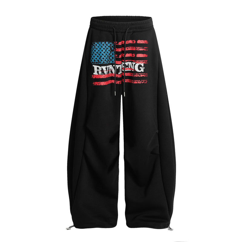 Distressed Flag Graphic Stacked Sweatpants | Oversized Streetwear