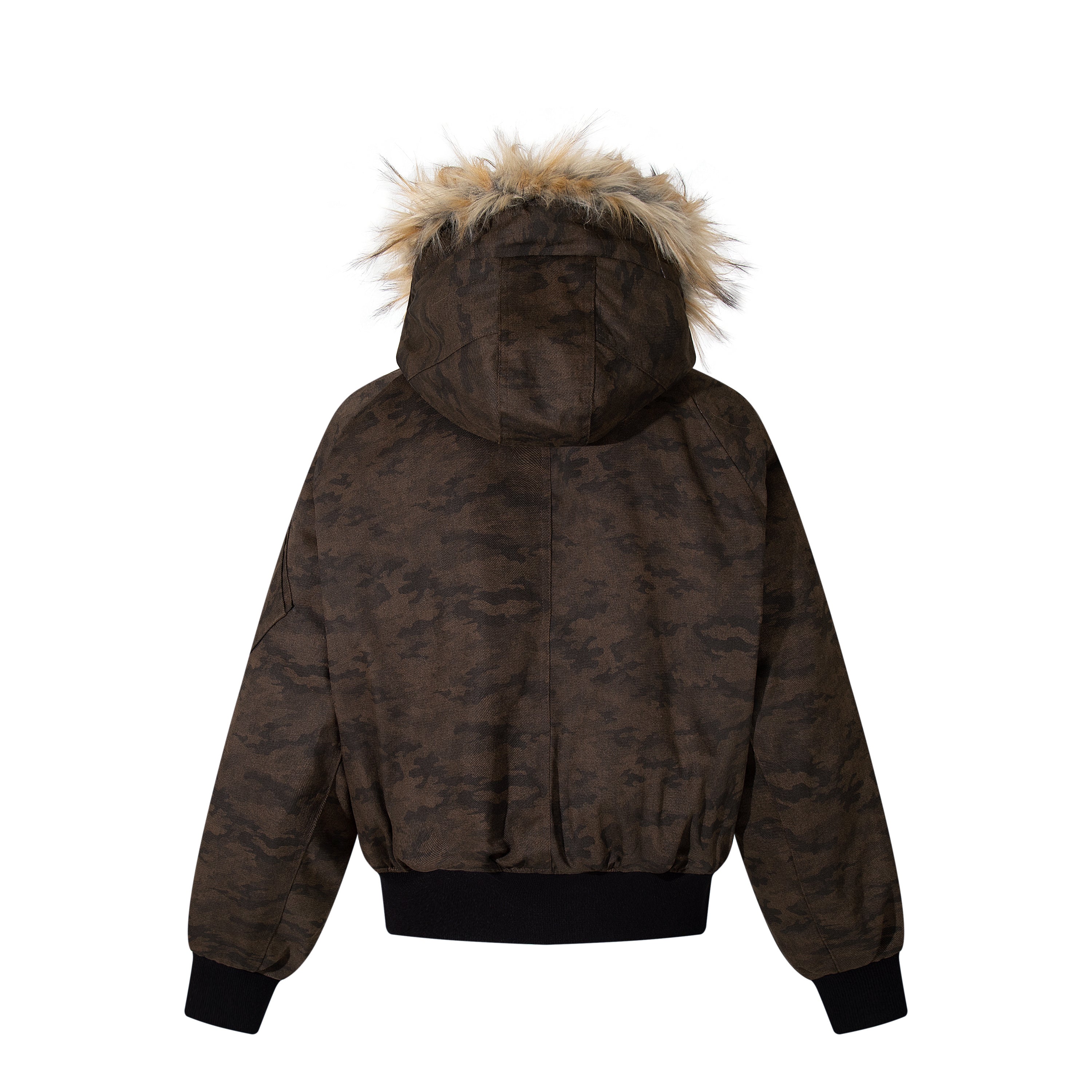 Omirad Camo Faux Fur Hood Bomber Jacket | Heavyweight Cotton
