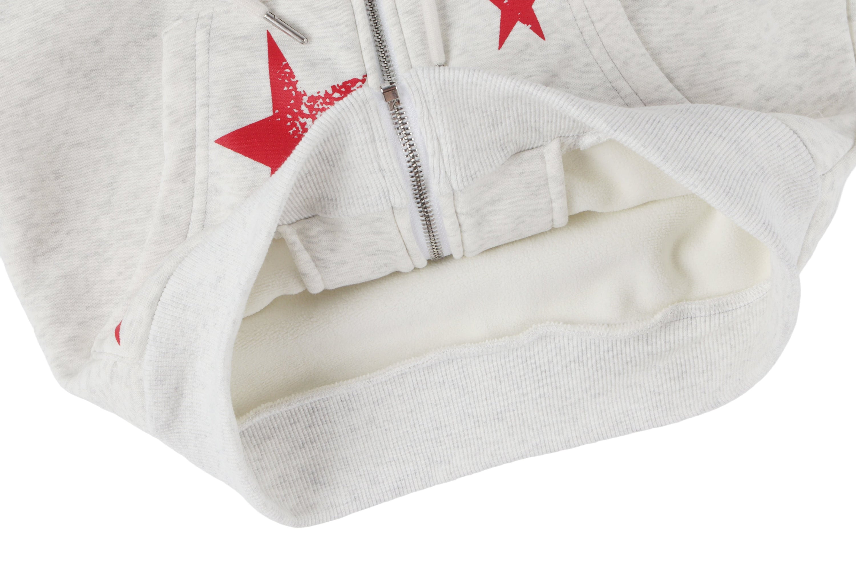 Y2K Off-Shoulder Zip Hoodie | Red Star Cropped Sweatshirt