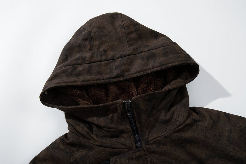 Omirad Camo Faux Fur Hood Bomber Jacket | Heavyweight Cotton