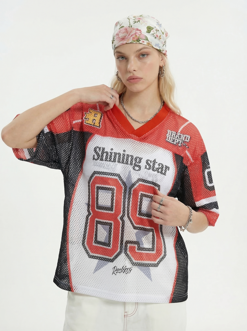 Shining Star 89 Mesh Football Jersey T-Shirt | Streetwear