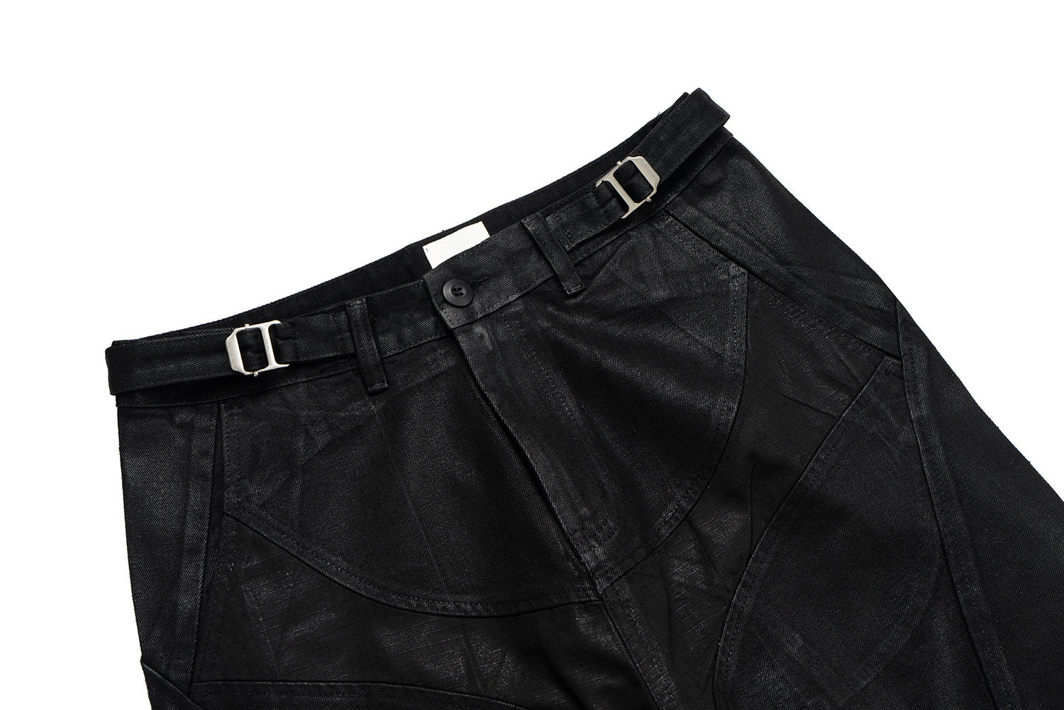 Omirad Curved-Stitch Leather-Effect Wide-Leg Pants