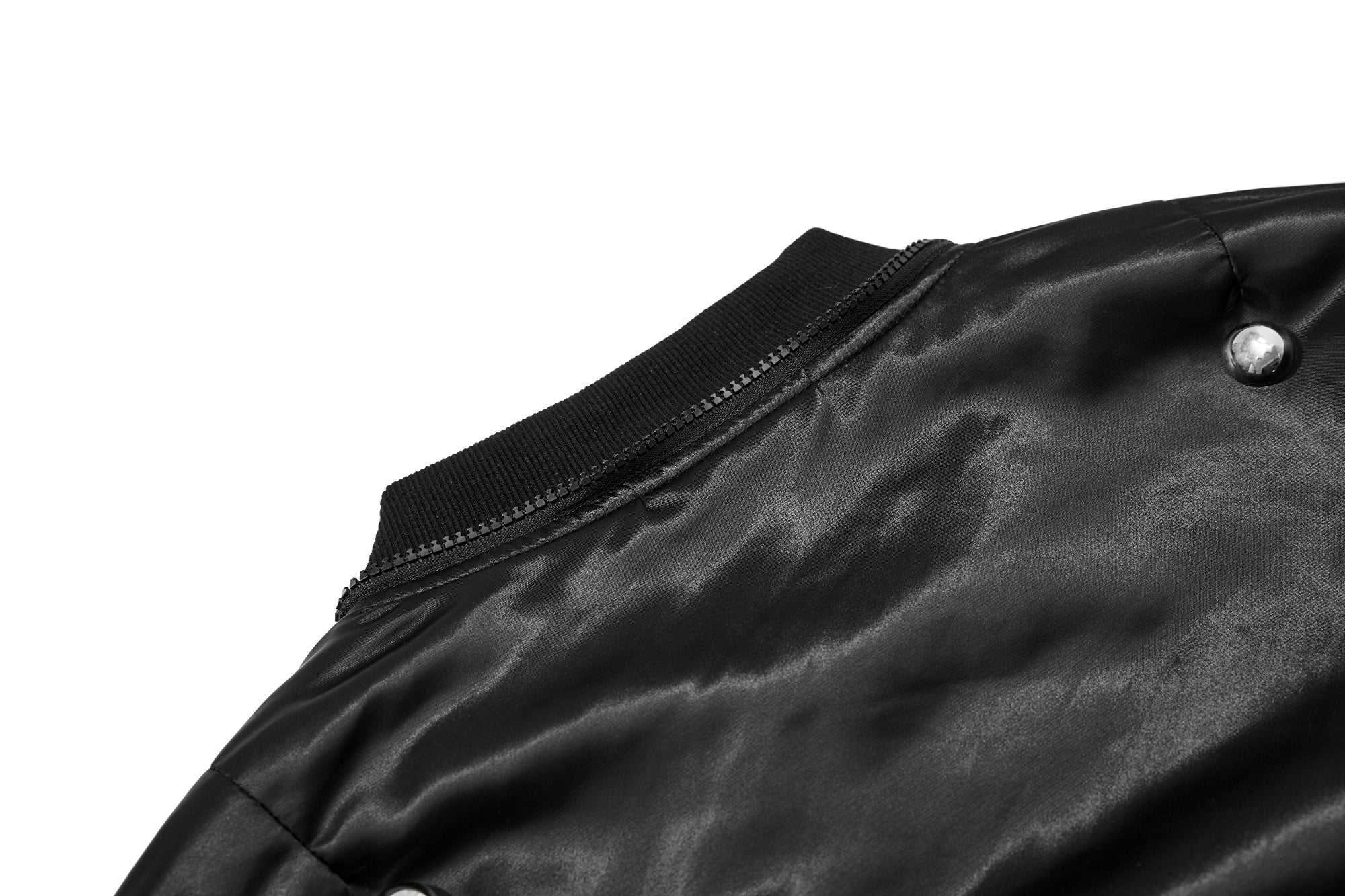 Omirad Glossy Bomber Jacket with Detachable Faux Fur Collar