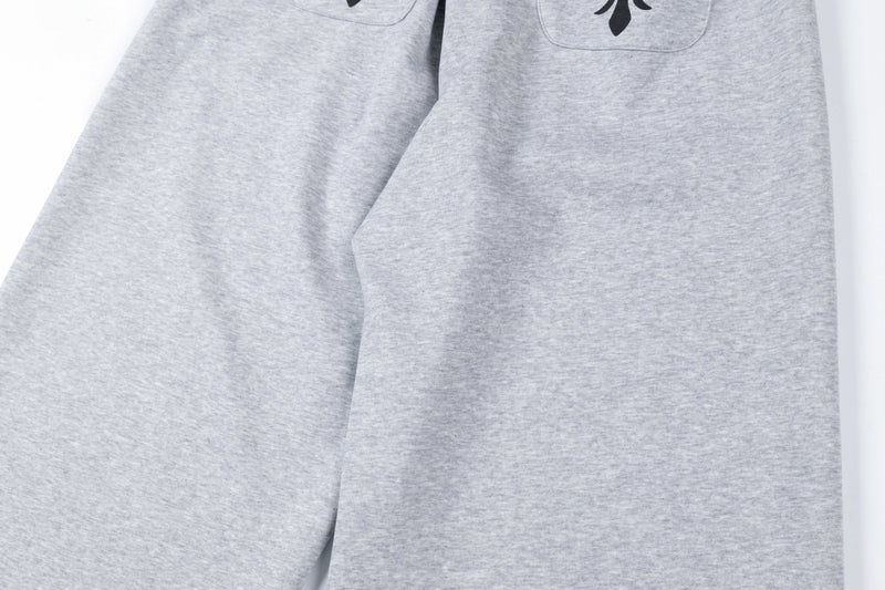 Gothic Cross Wide-Leg Sweatpants | FATFOCUS Logo Waistband