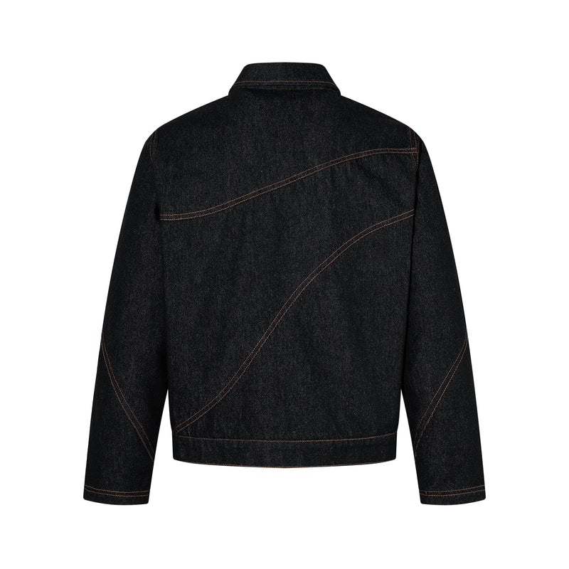 Omirad Curved Seam Denim Jacket | Dark Indigo Cotton