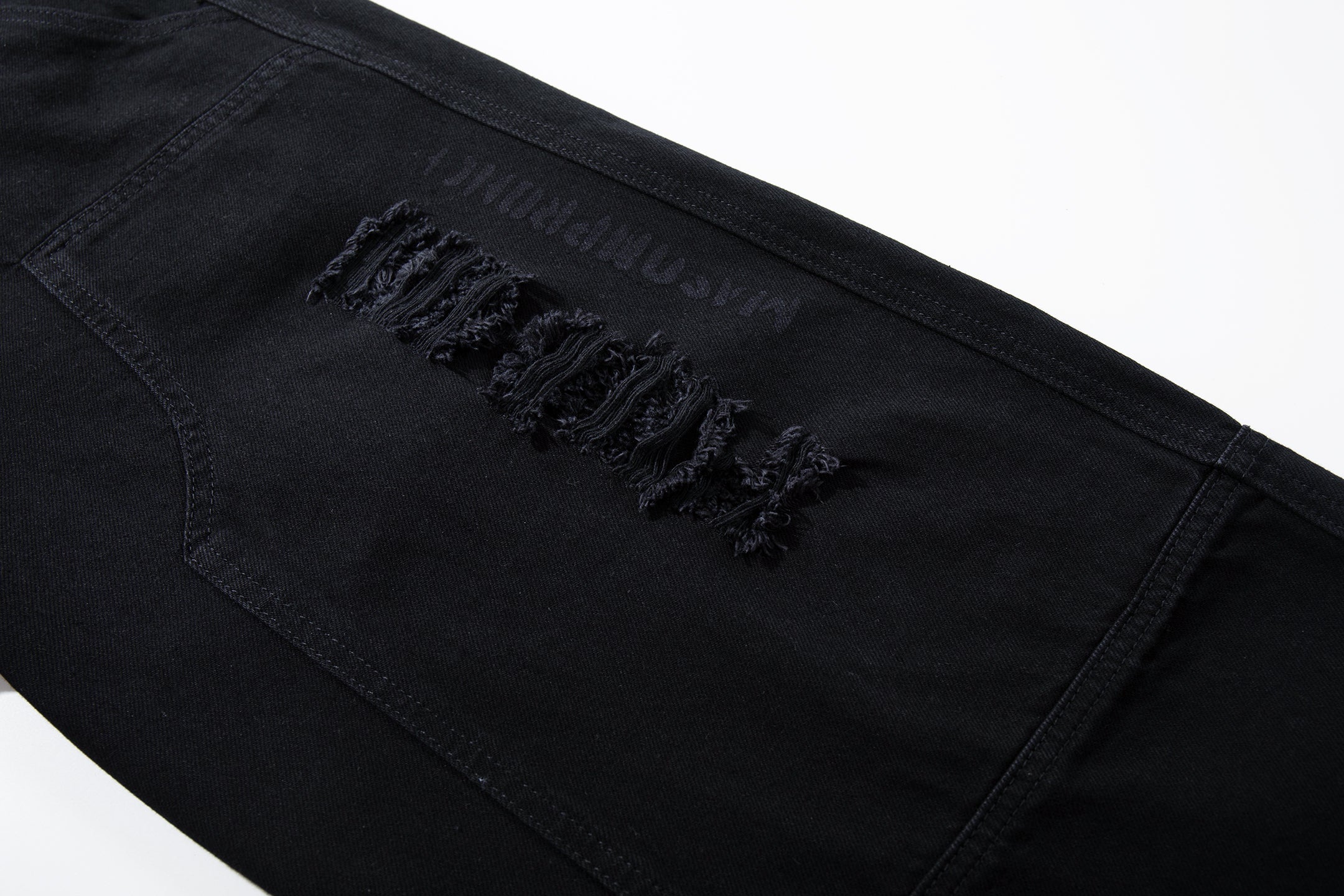 Omirad Tactical Distressed Wide-Leg Pants | Black Denim