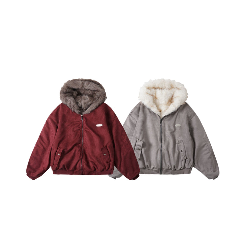Omirad Reversible Faux Fur Hooded Jacket | Two Looks in One