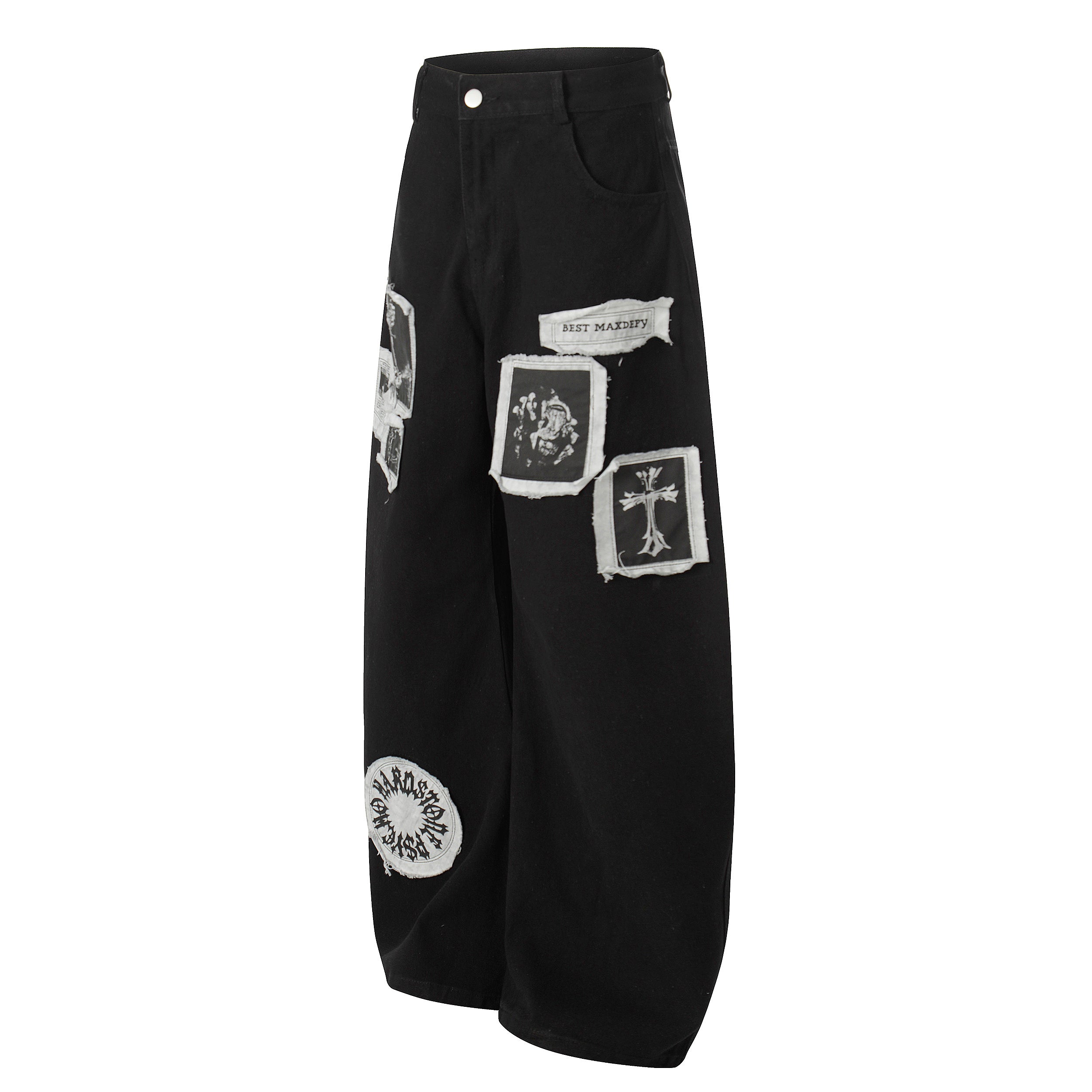 Omirad Graphic Patchwork Wide-Leg Pants | Gothic Streetwear