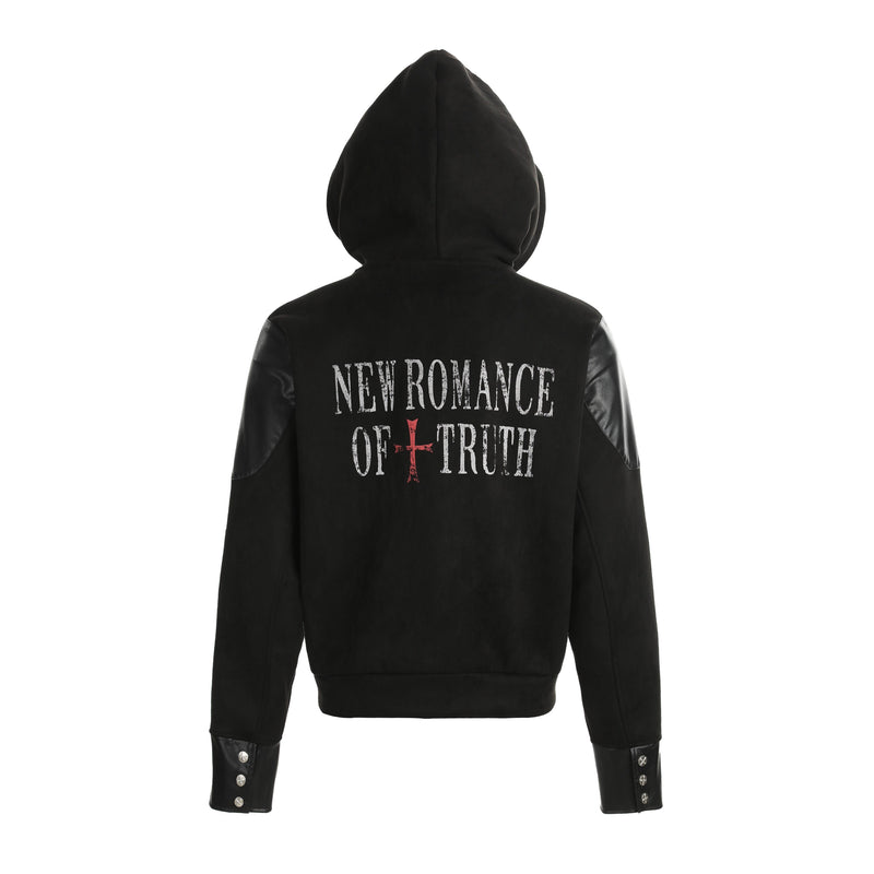 Truth Blazing Flame Mixed-Media Embroidered Hooded Jacket