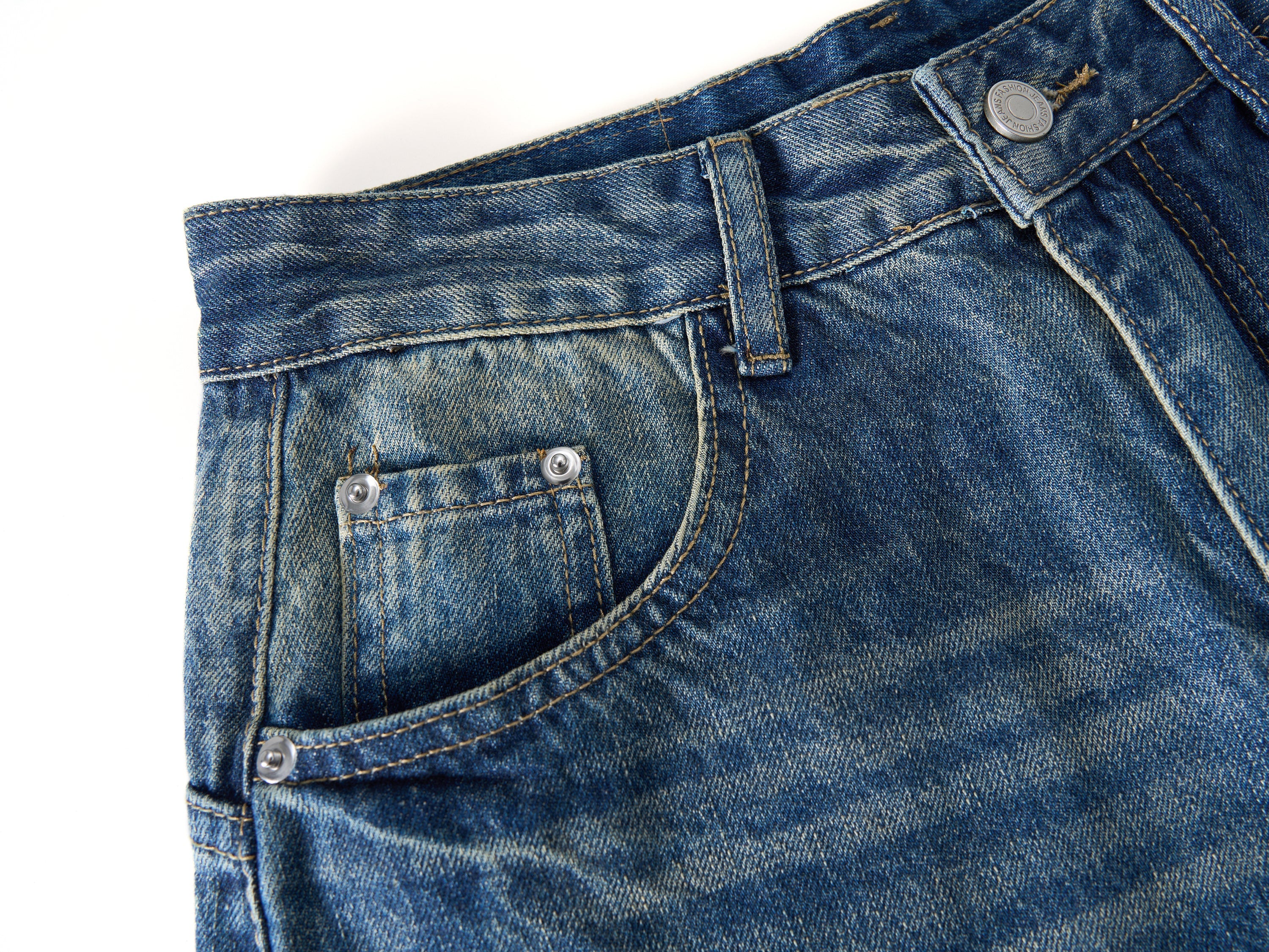 Wave-Fade Balloon Wide-Leg Jeans | Vintage Washed Denim