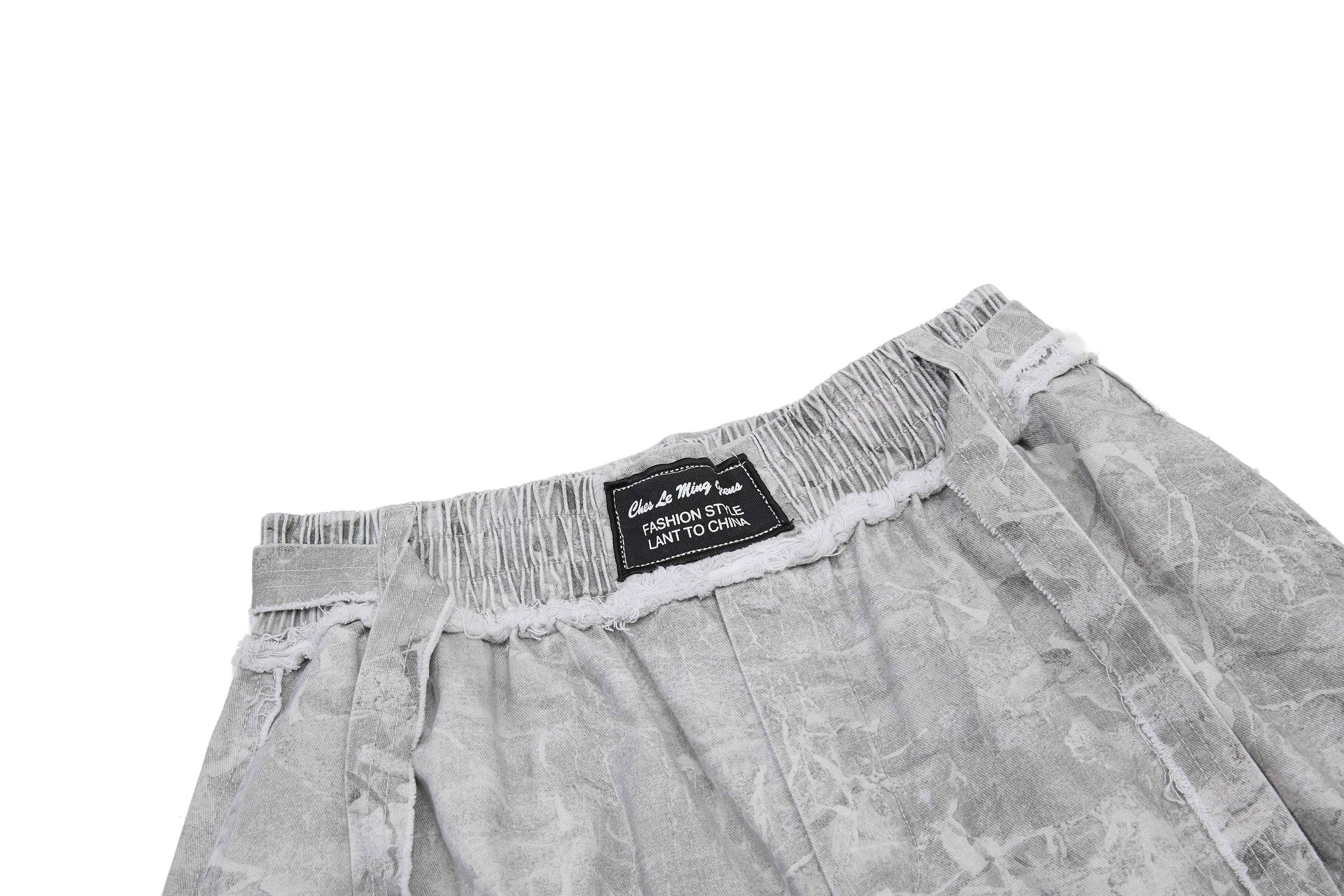 Washed Marble Wide-Leg Baggy Pants | Streetwear Denim