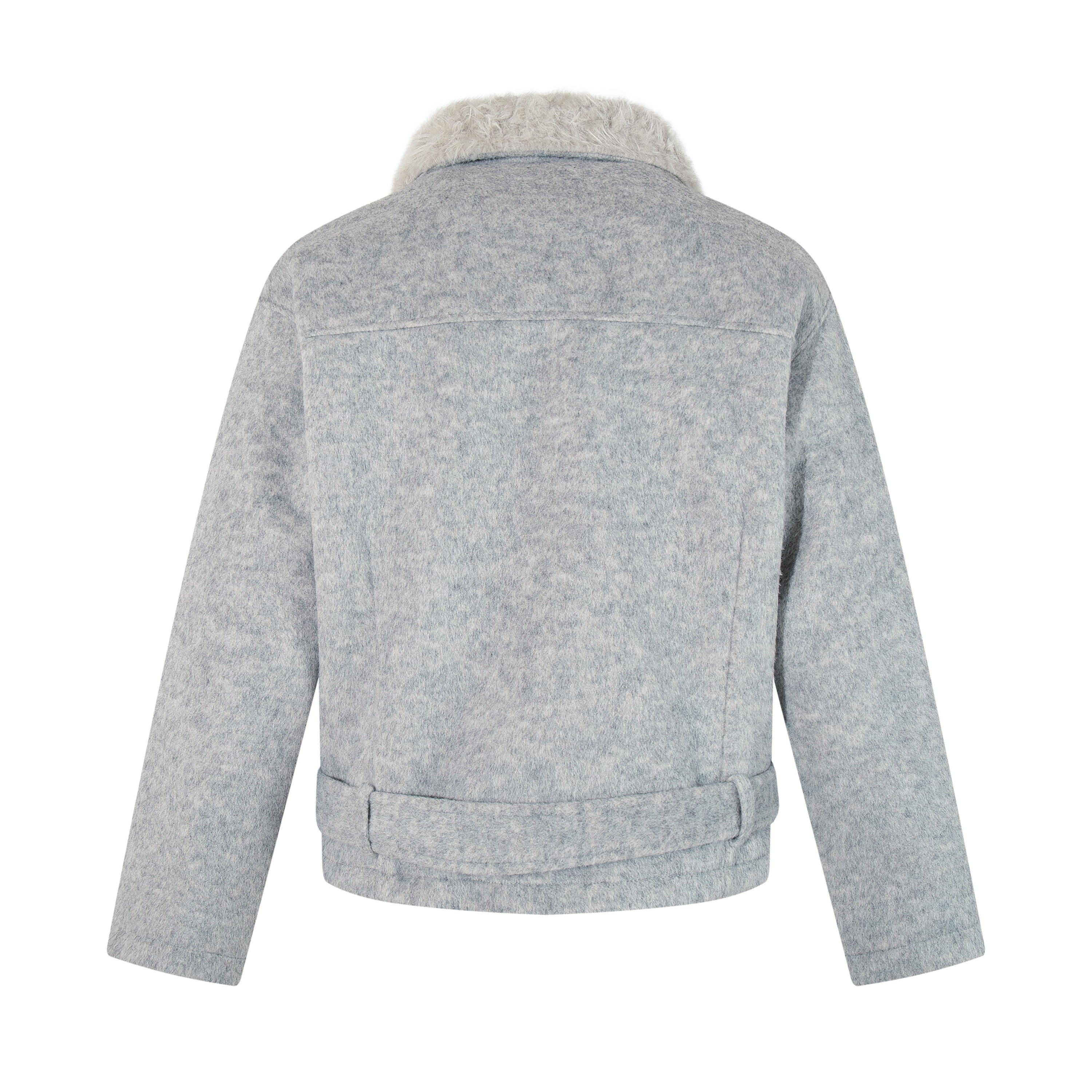 Faux Fur Collar Belted Cropped Jacket | Omirad