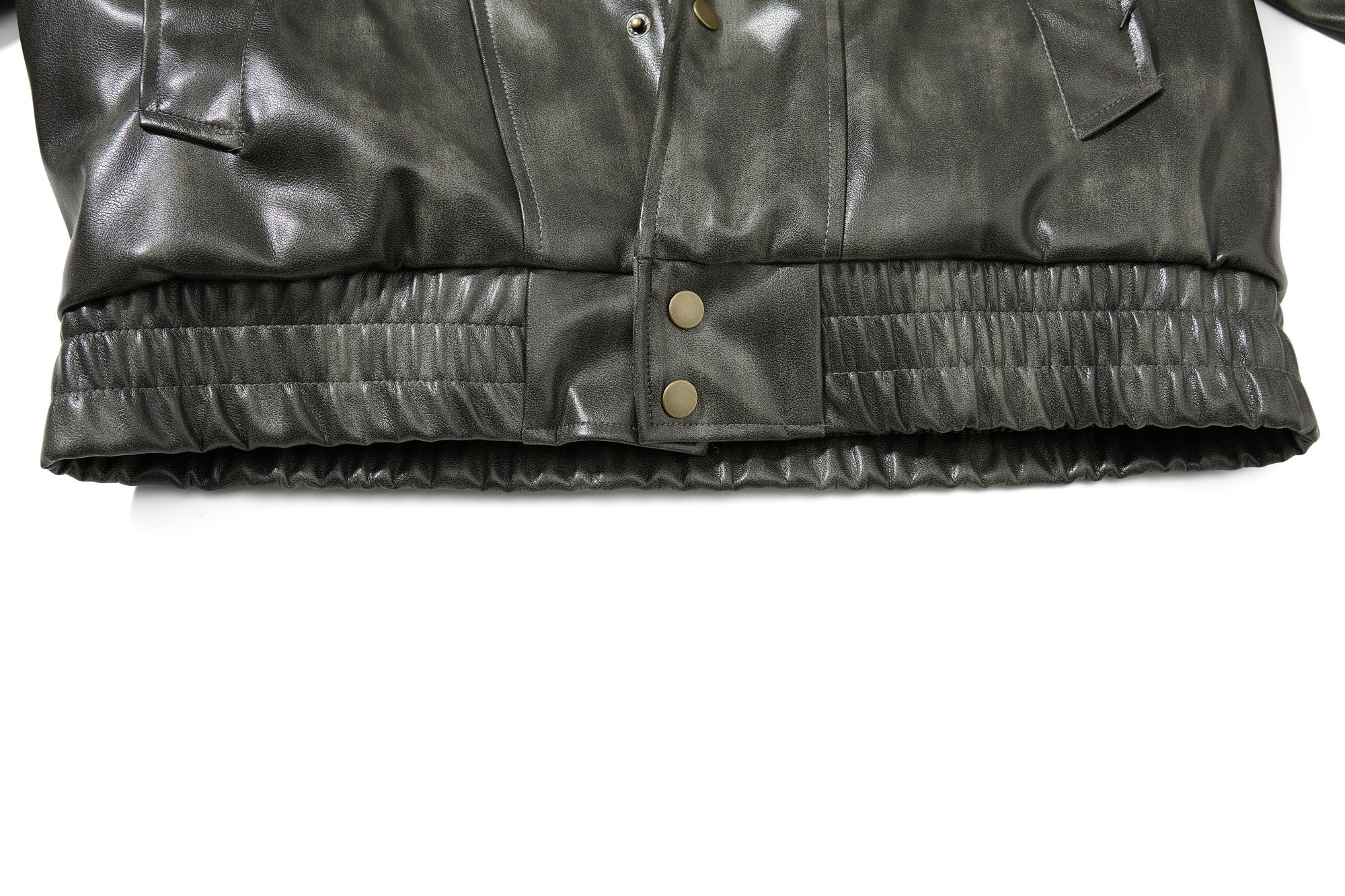 Omirad Faux Leather Bomber Jacket with Faux Fur Collar