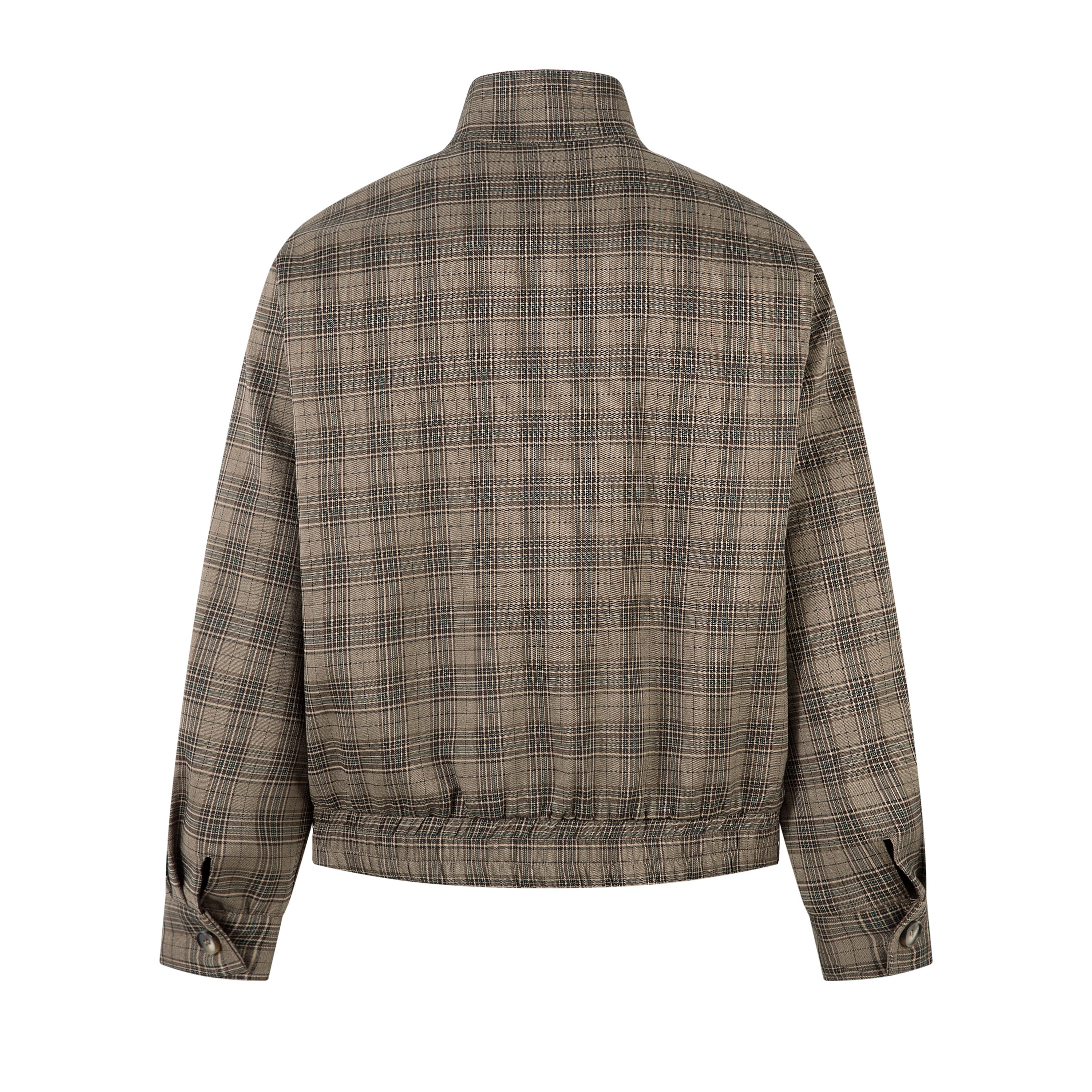 Vintage Plaid Stand-Collar Zip Jacket | Retro Check Pattern