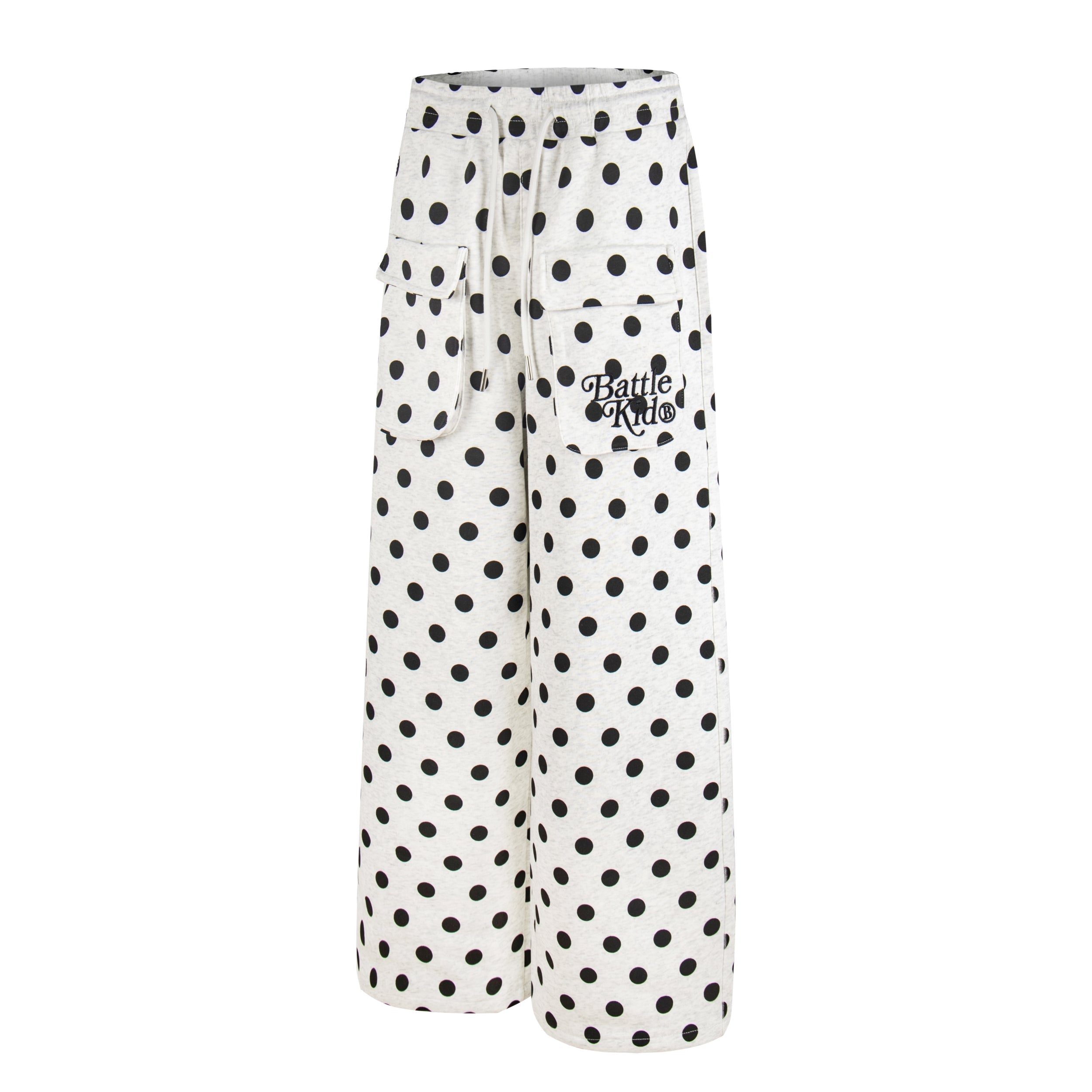 Battle Kid Polka Dot Wide-Leg Cargo Pants with Charms