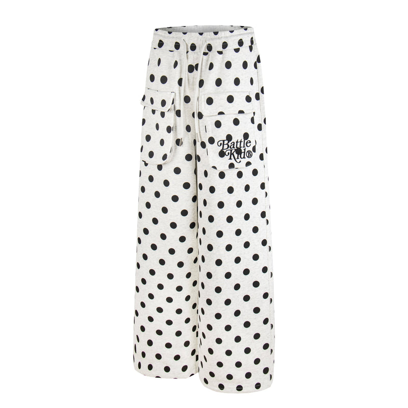 Battle Kid Polka Dot Wide-Leg Cargo Pants with Charms