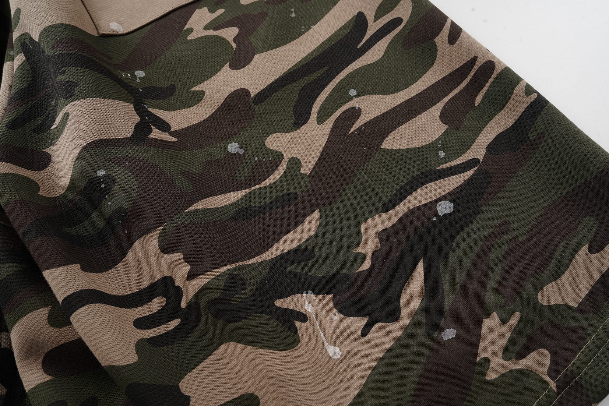 Camo Patchwork Baggy Shorts | Paint Splatter Streetwear