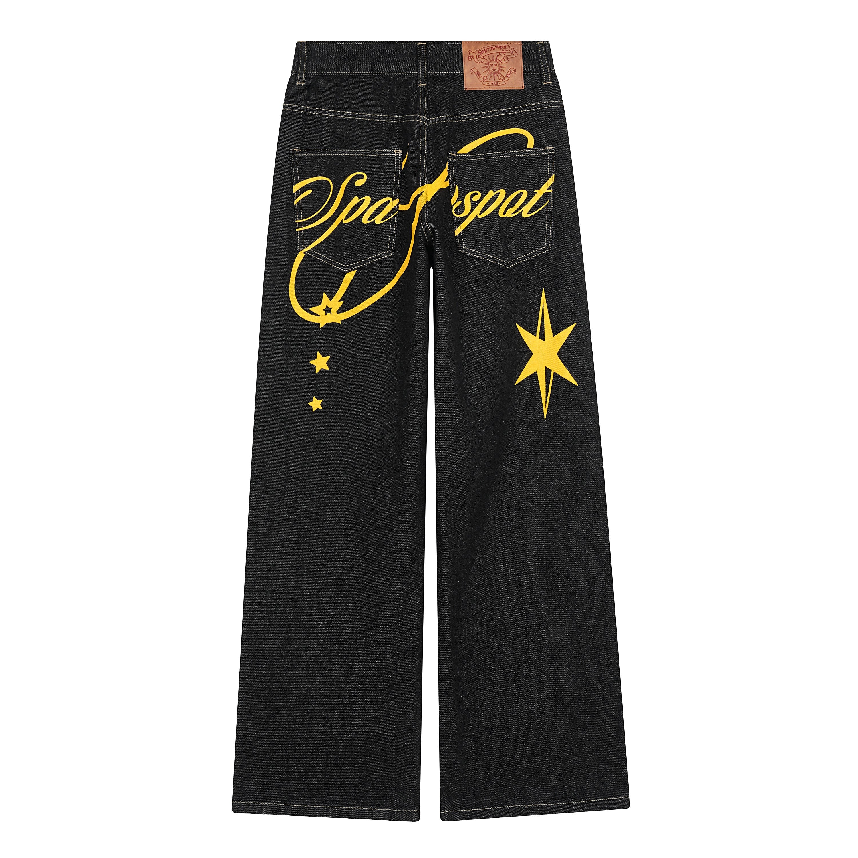 Omirad Star Script Wide-Leg Jeans | Bold Back Graphic Denim