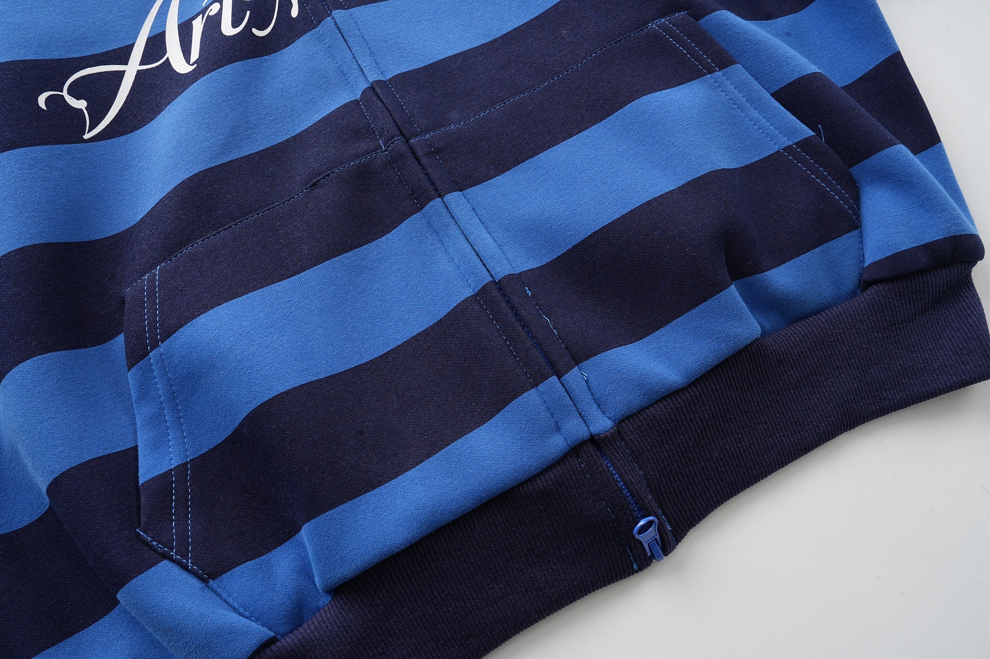 ArtMershier Striped Zip-Up Hoodie | Streetwear Logo Hoodie