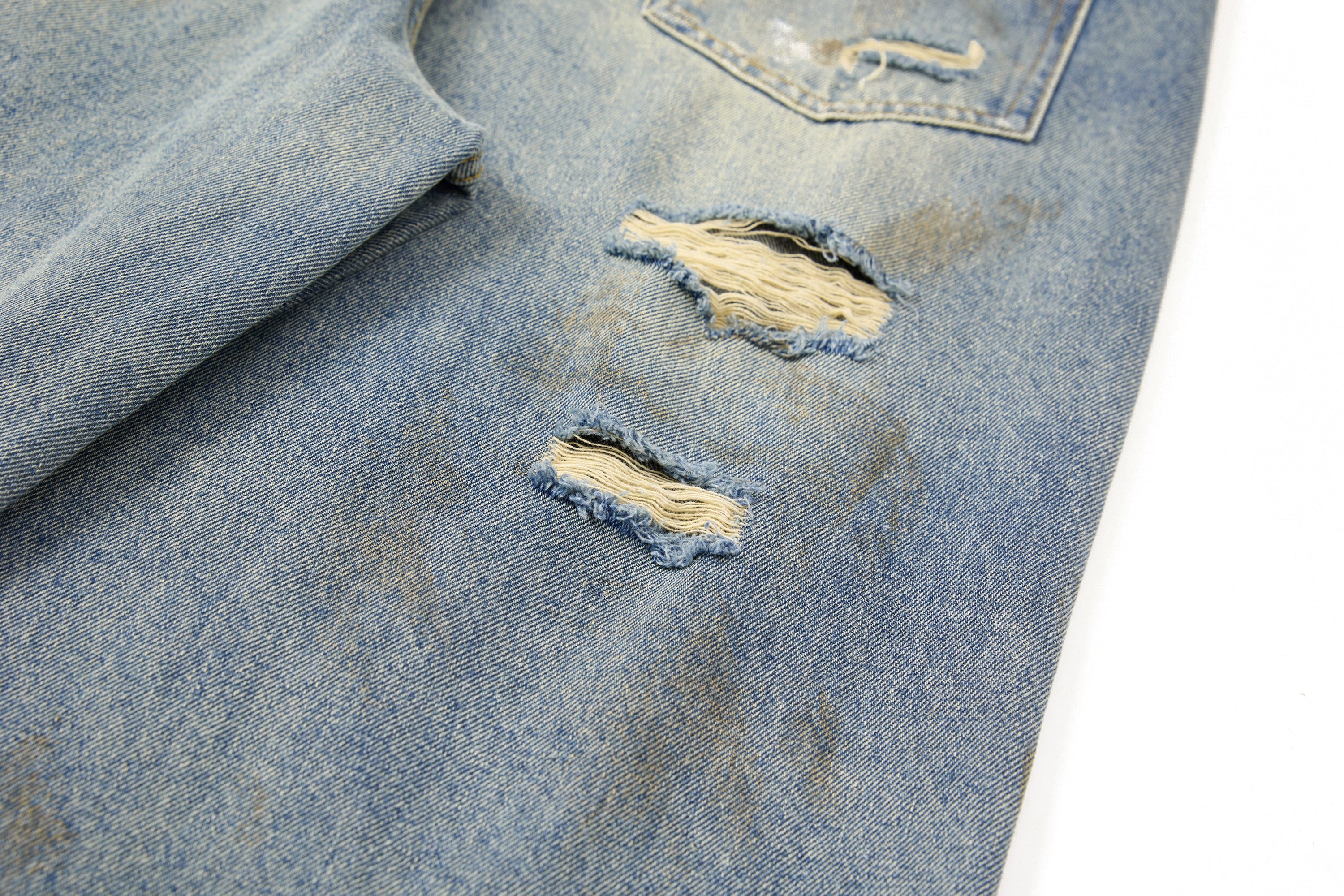 Omirad Distressed Vintage Washed Wide-Leg Denim Pants
