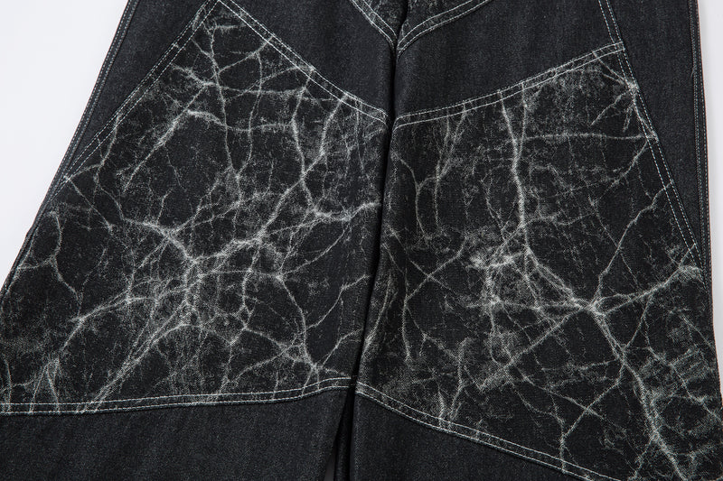 Omirad Cracked-Pattern Wide-Leg Jeans | Streetwear Denim