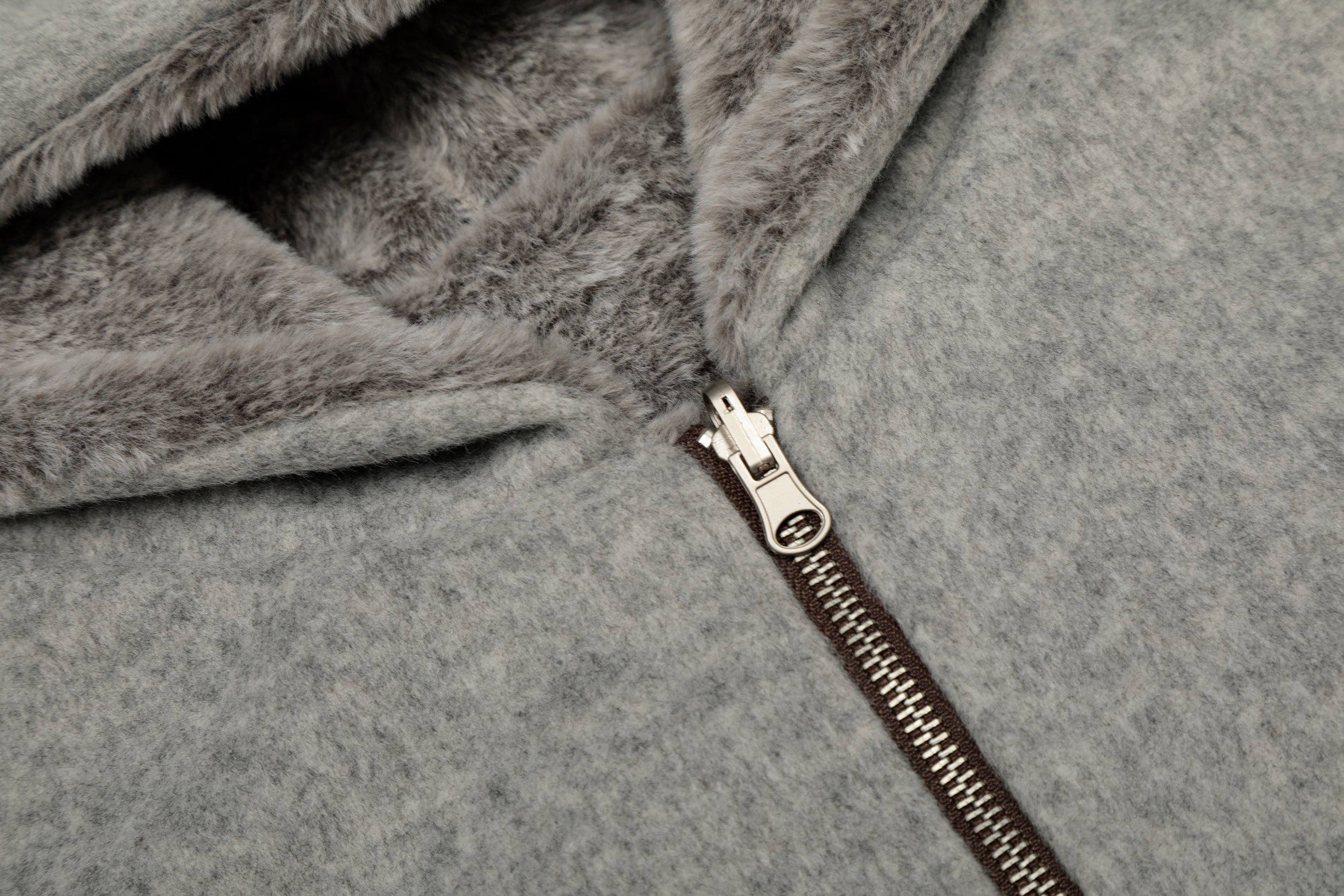 Wool Blend Fleece Hooded Bomber Jacket | Omirad
