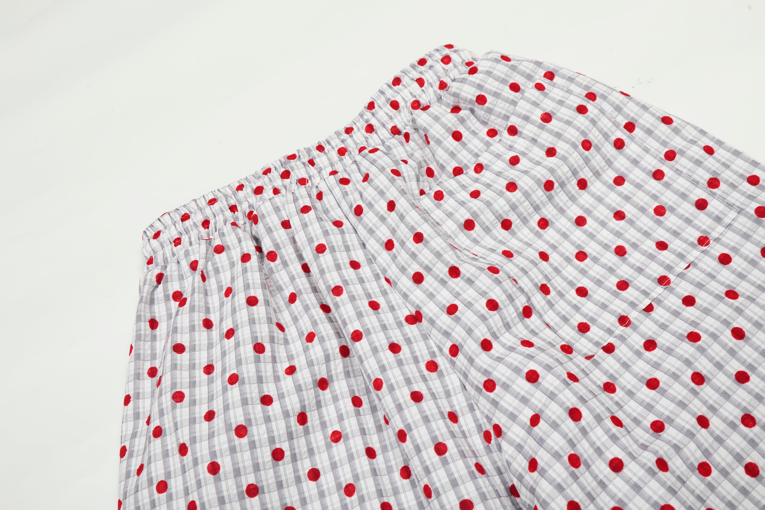 Omirad Polka Dot Wide-Leg Pants | Red Dot Grid Print