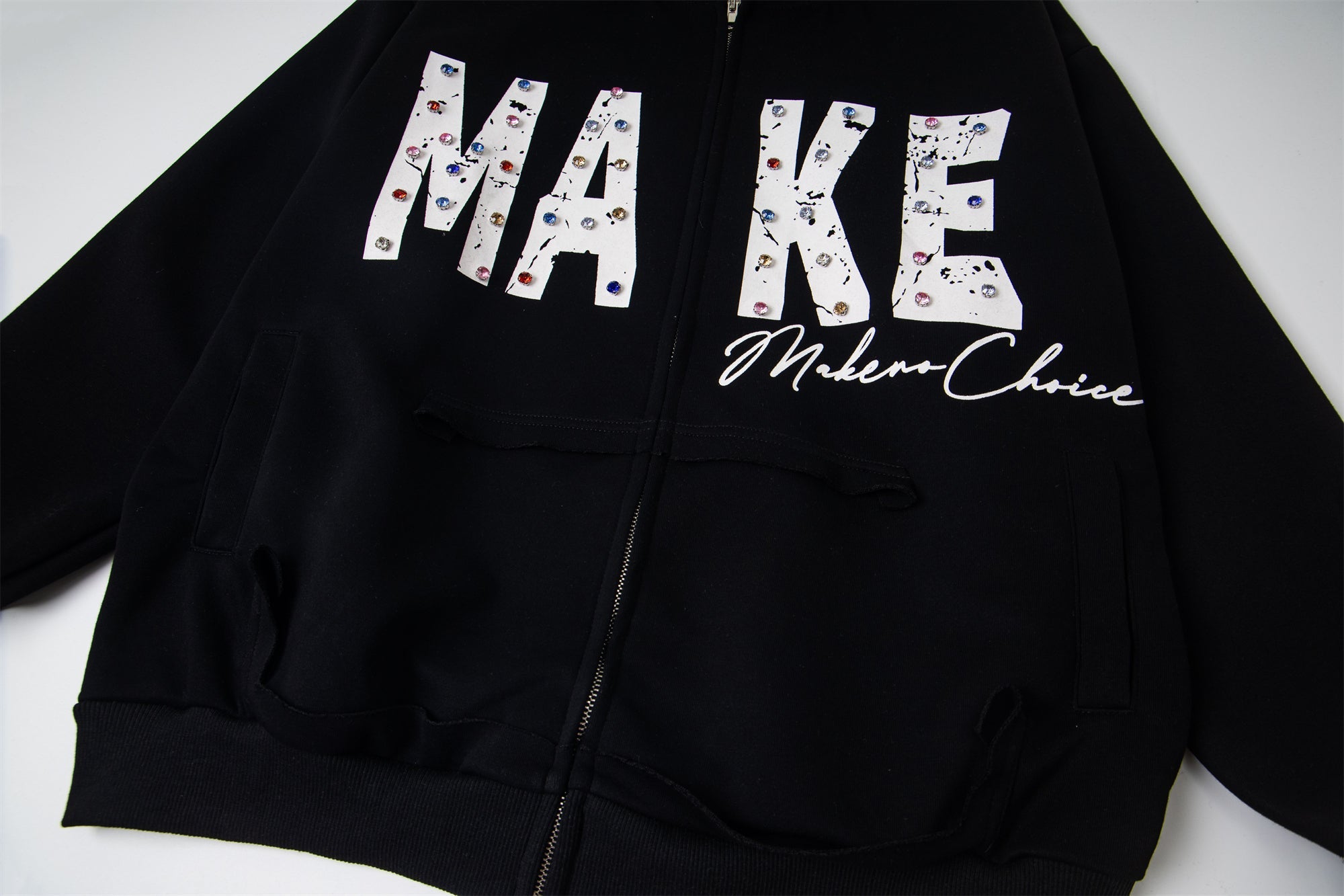Omirad MAKE Studded Zip Hoodie | Oversized Streetwear