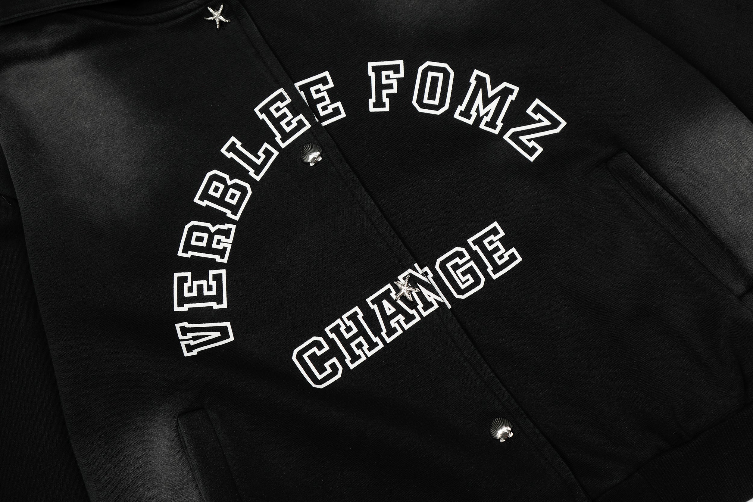 Omirad Change Spray-Fade Snap-Button Varsity Hoodie Jacket