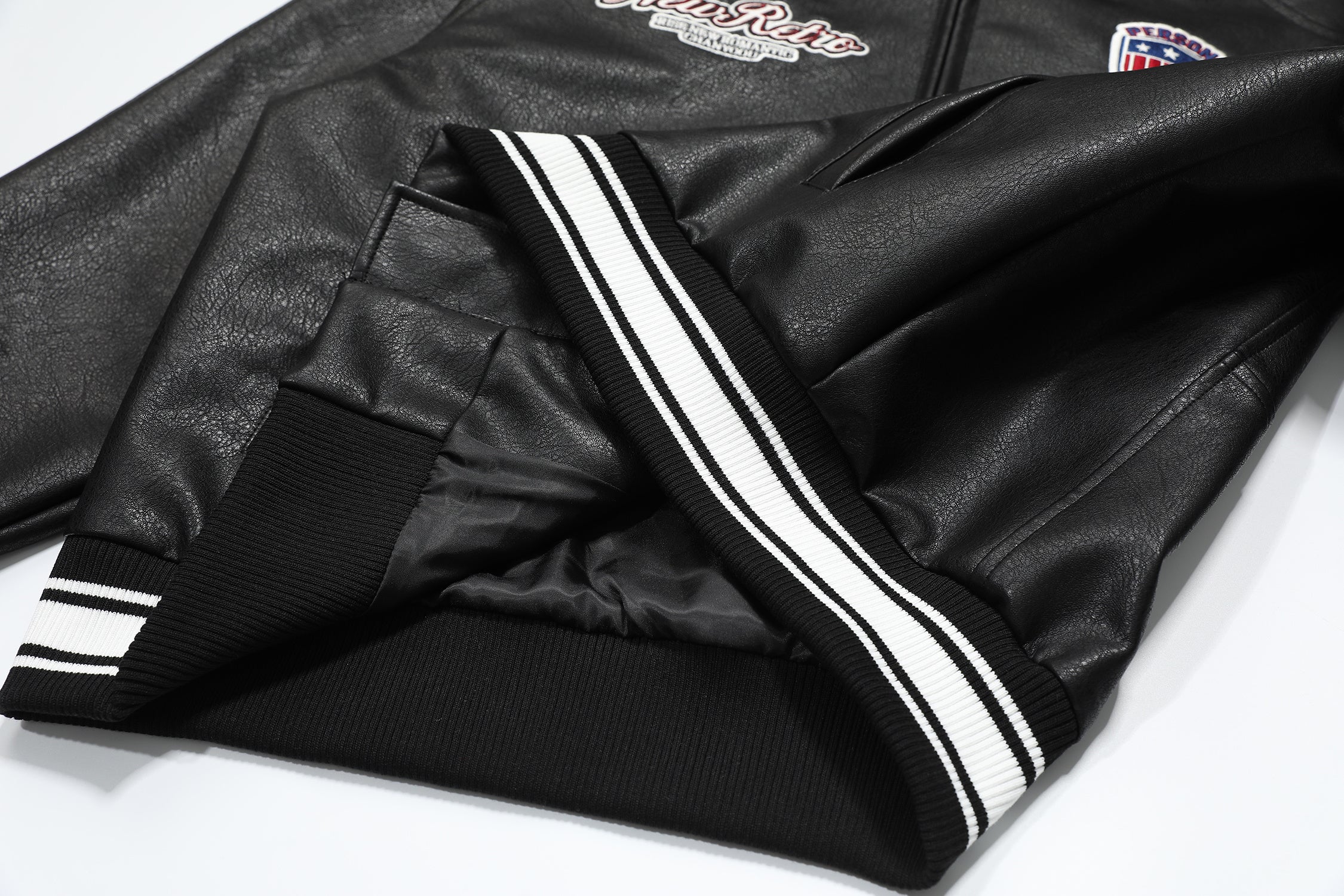 Varsity Patch PU Leather Bomber Jacket | Retro Streetwear
