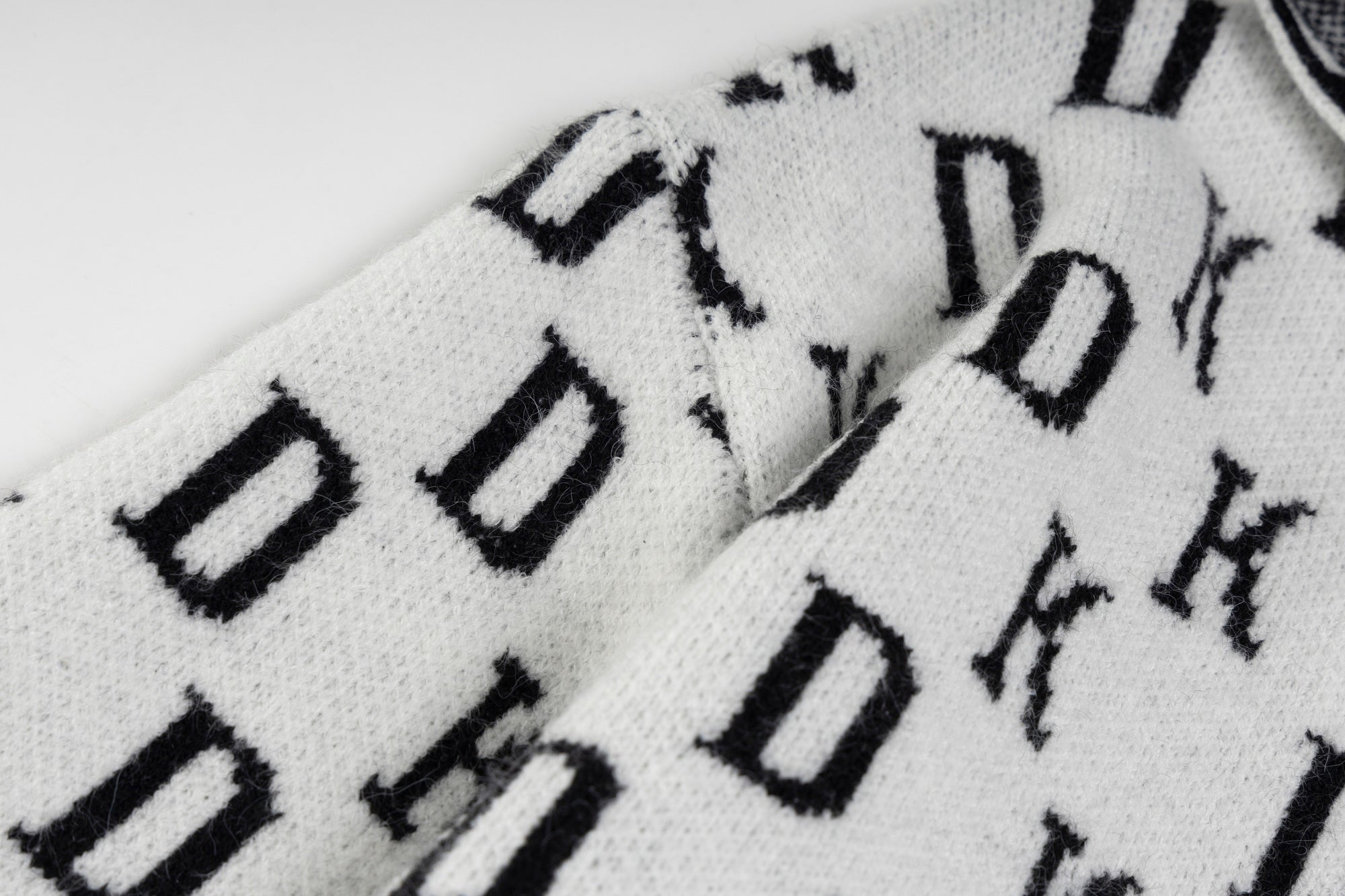 DK Allover Monogram Knit Zip Hoodie | Gothic Cross Embroidery