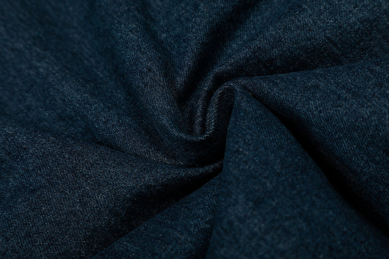 Detachable Fur-Collar Denim Bomber Jacket | Deep Indigo & Washed Black