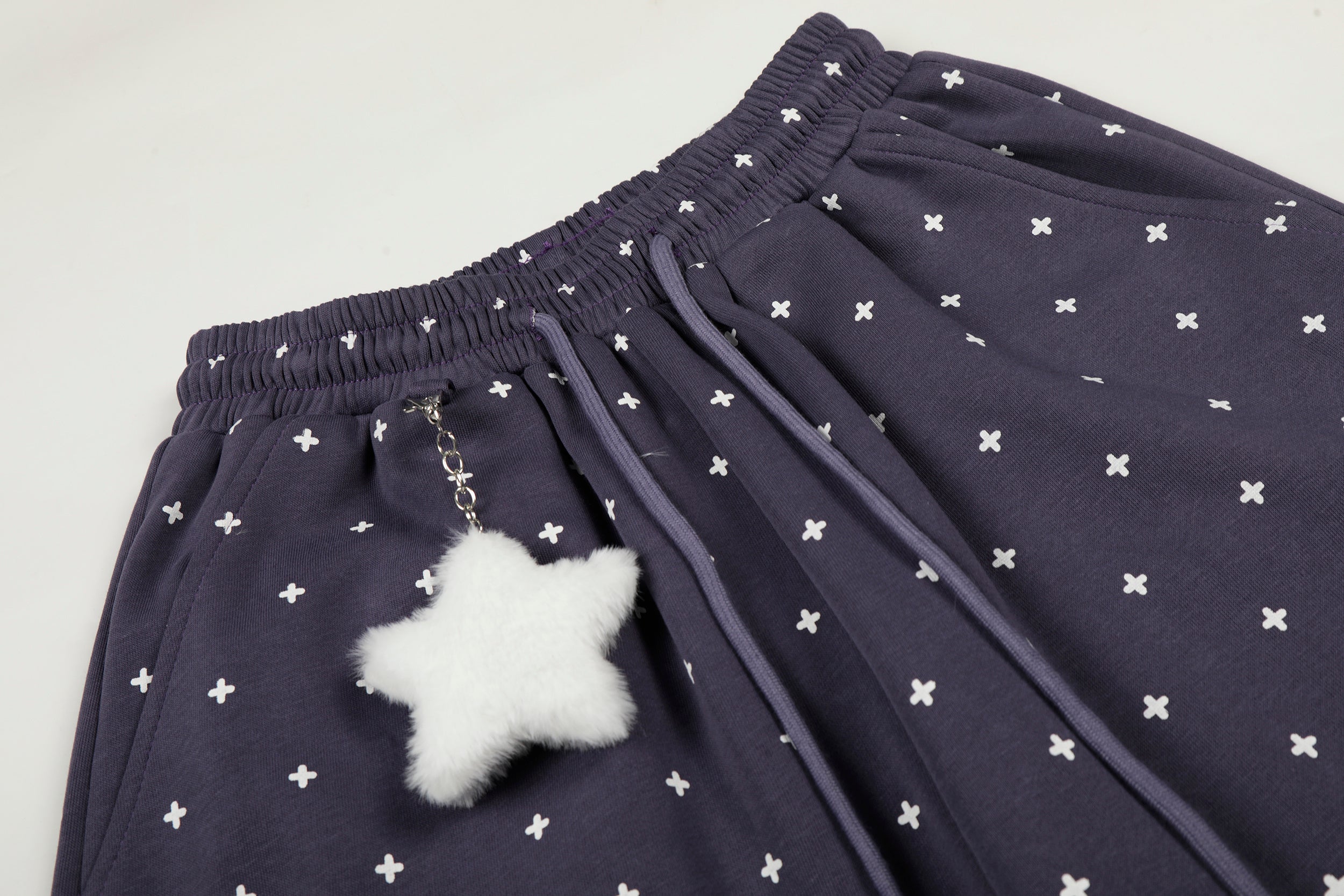 Star Print Wide-Leg Sweatpants with Plush Star Charm